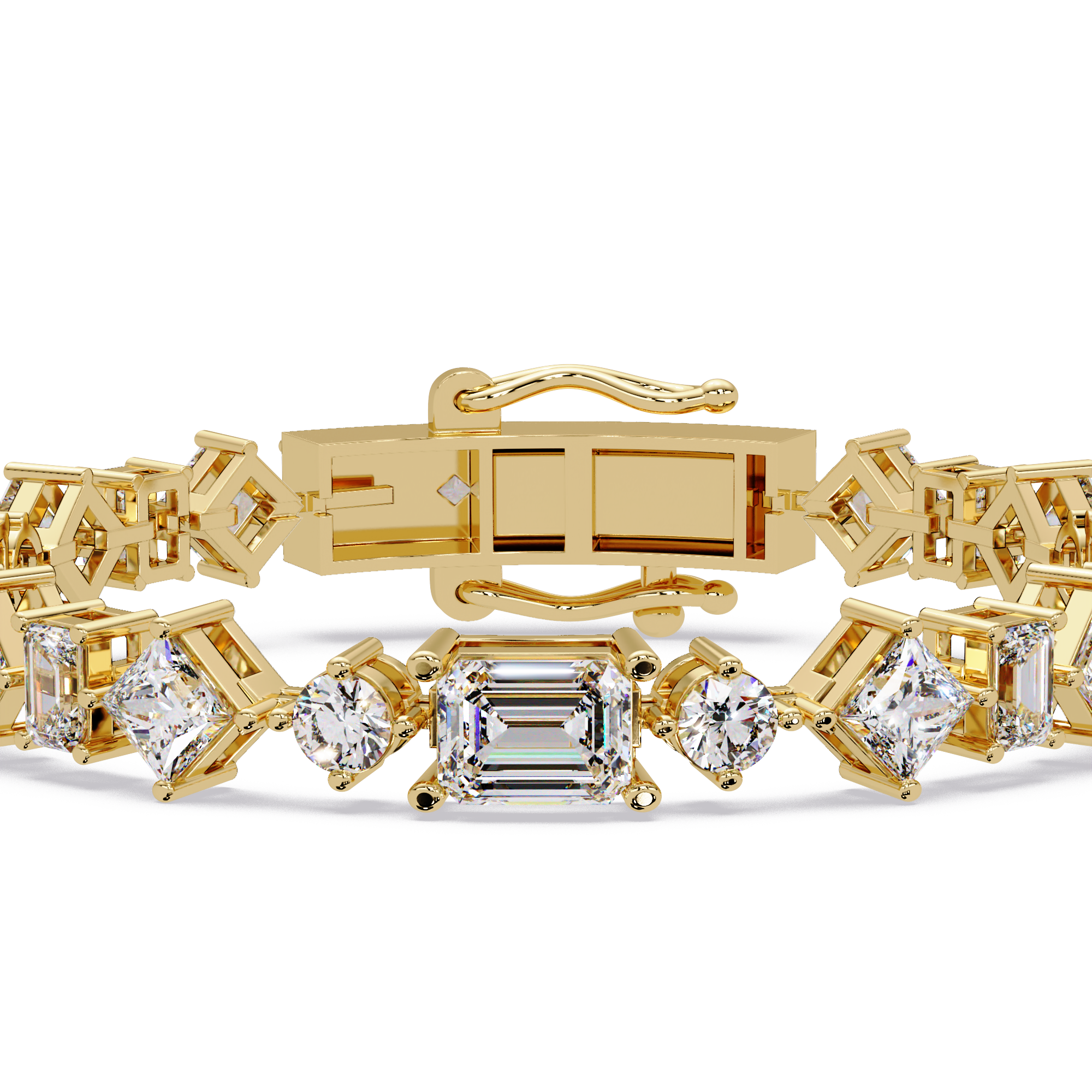 Luxury Emerald & Princess Cut Diamond Tennis Bracelet