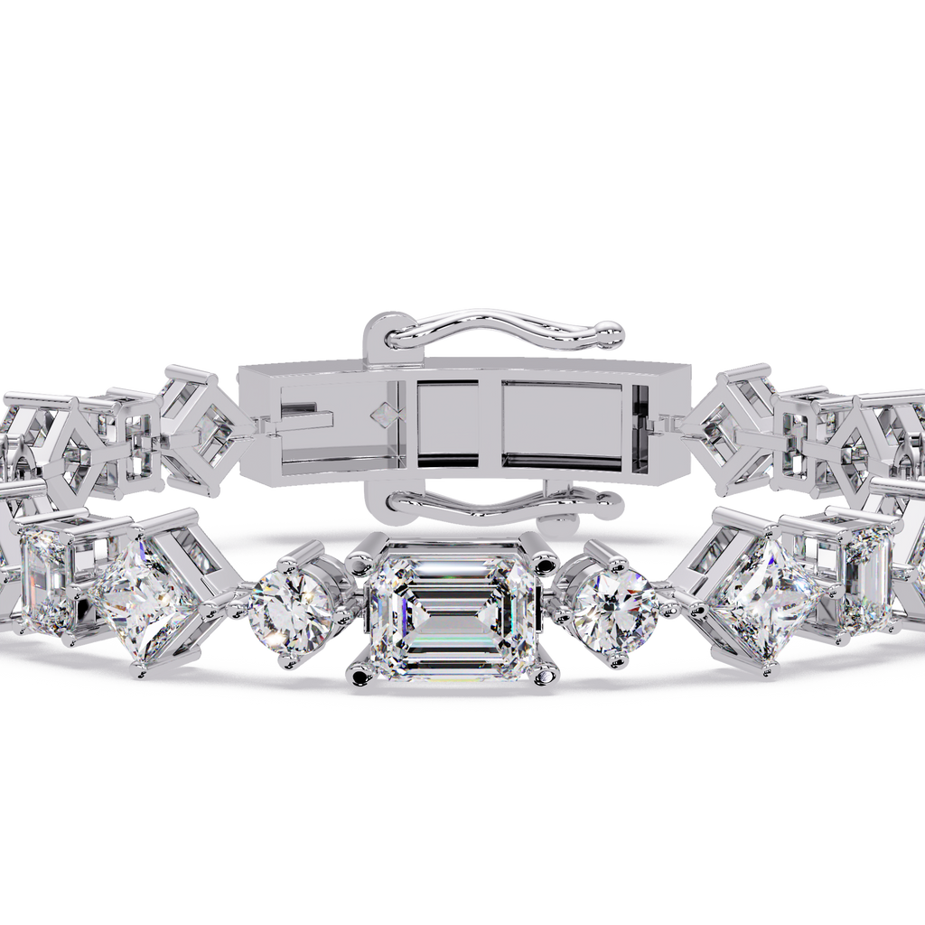 Luxury Emerald & Princess Cut Diamond Tennis Bracelet