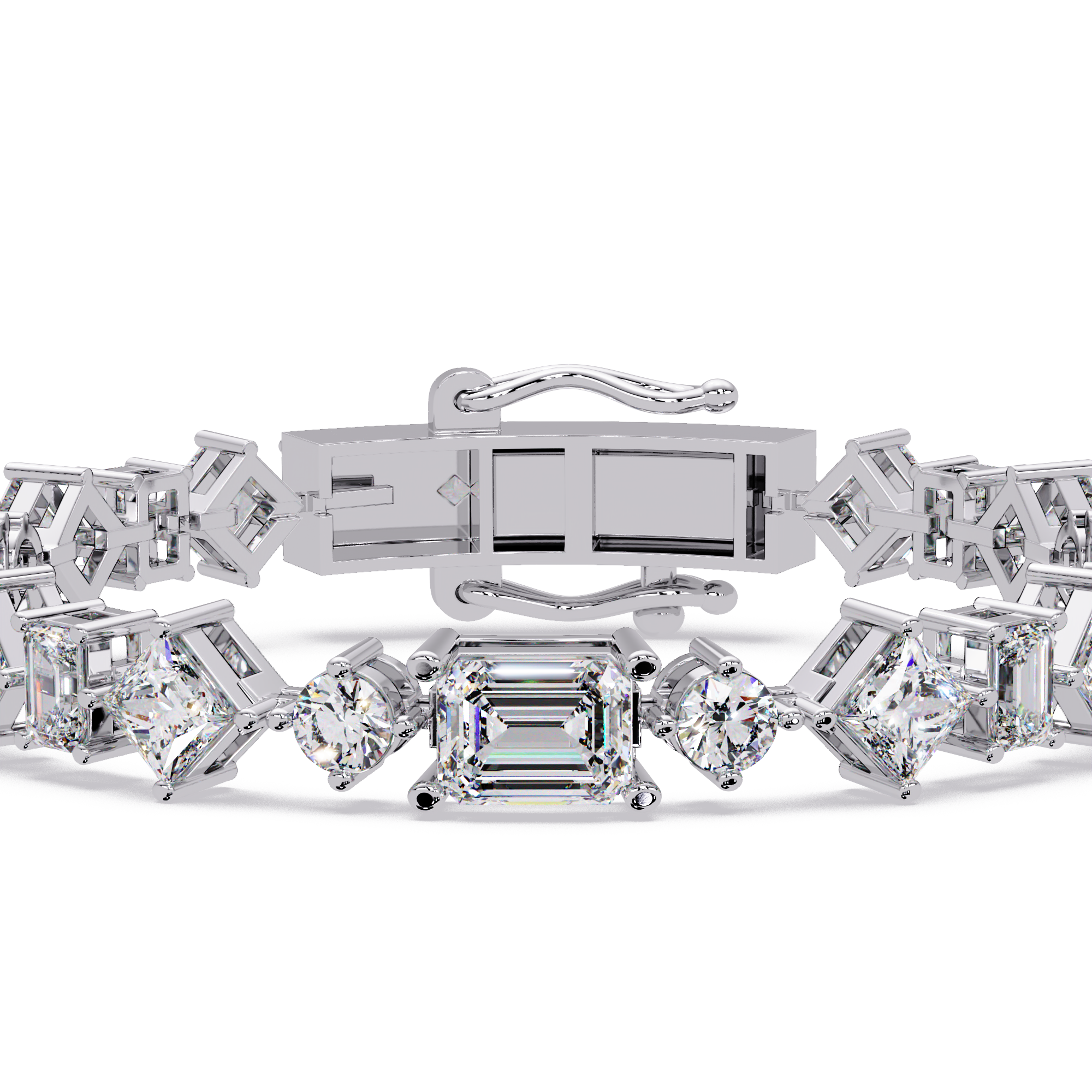 Luxury Emerald & Princess Cut Diamond Tennis Bracelet