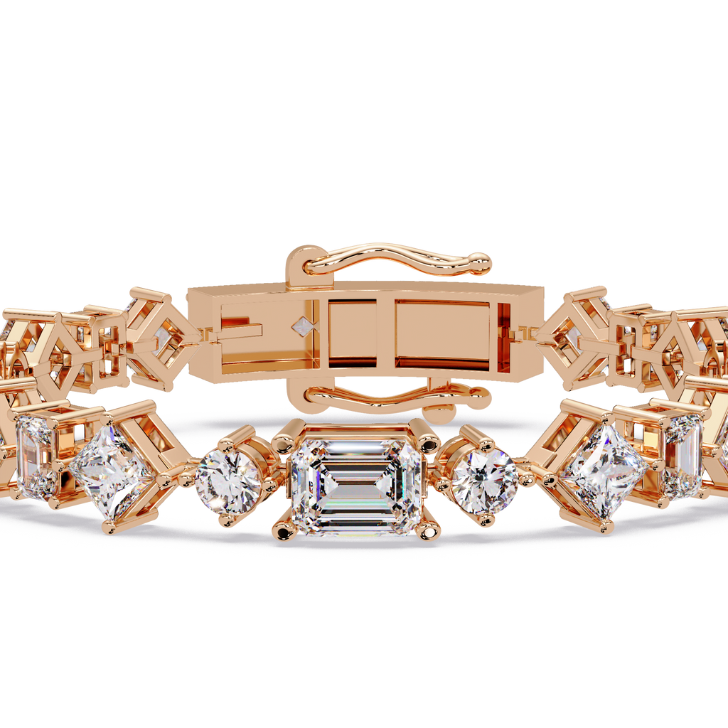Luxury Emerald & Princess Cut Diamond Tennis Bracelet