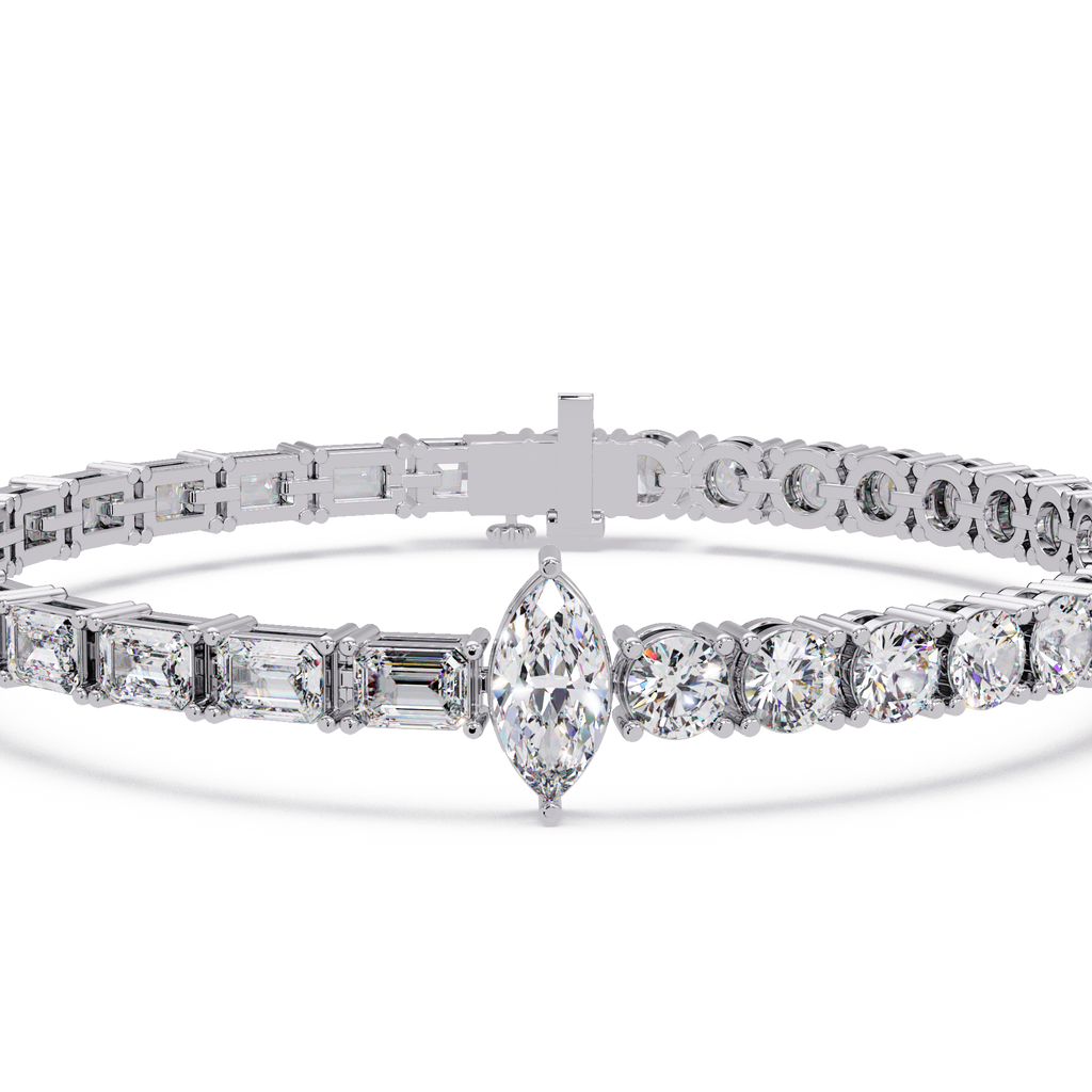 Luxury Two-Tone Tennis Bracelet with Marquise Center Stone