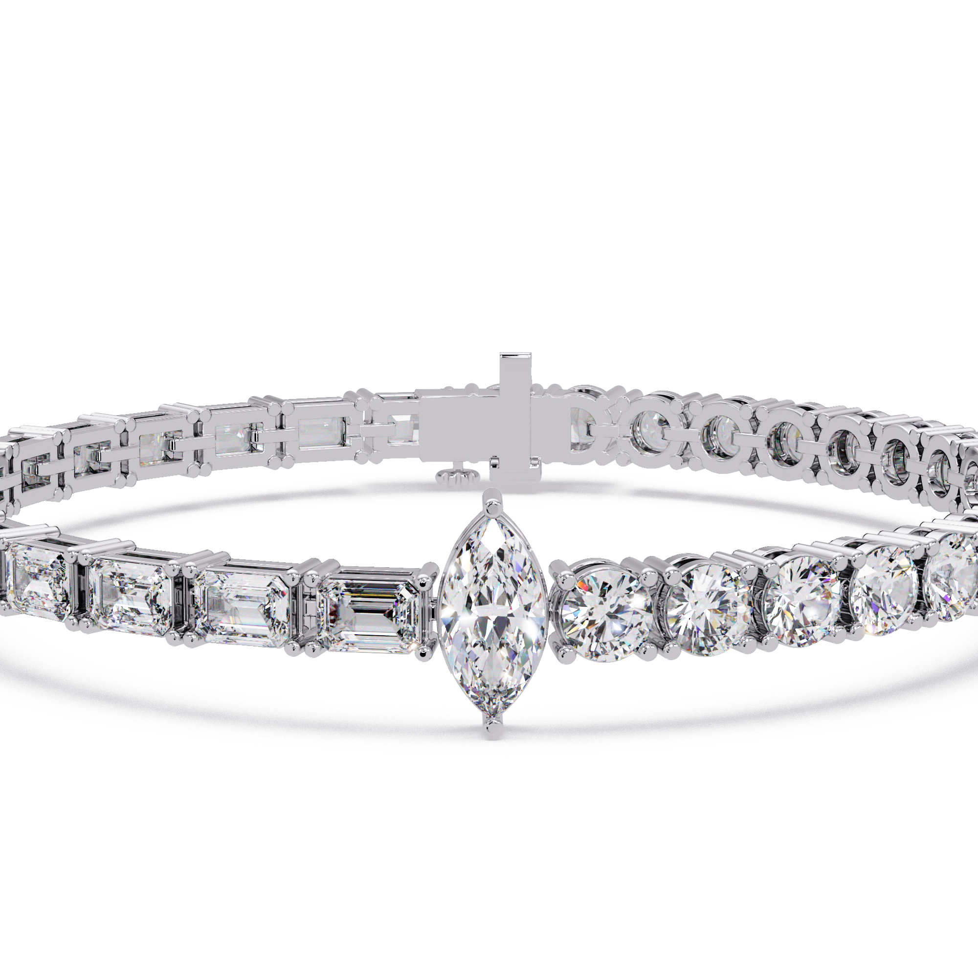 Luxury Two-Tone Tennis Bracelet with Marquise Center Stone