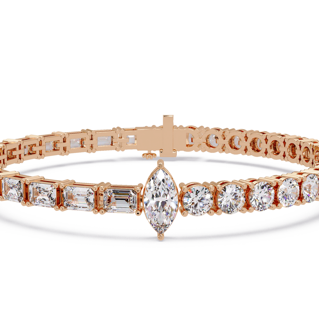 Luxury Two-Tone Tennis Bracelet with Marquise Center Stone