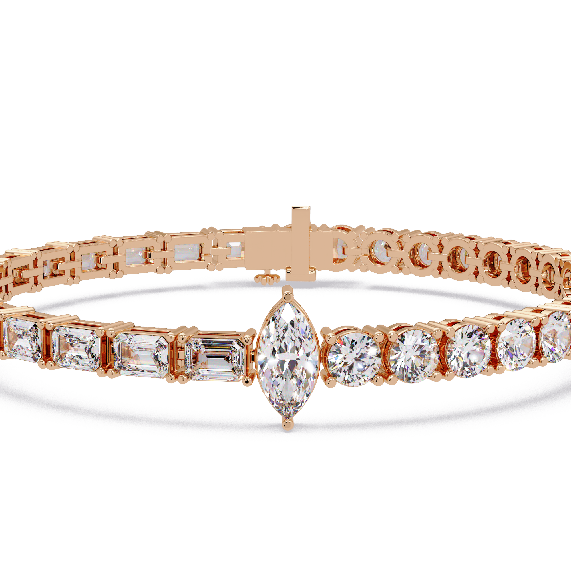 Luxury Two-Tone Tennis Bracelet with Marquise Center Stone