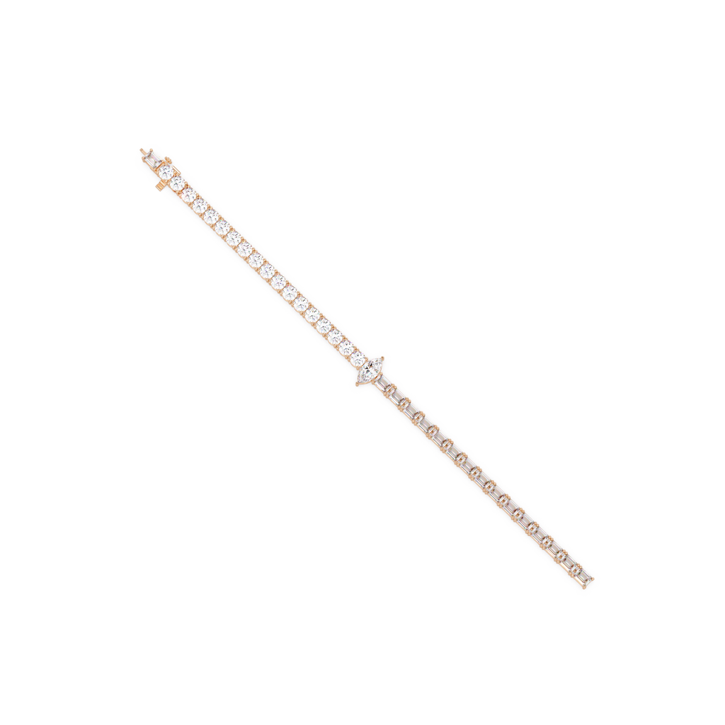 Luxury Two-Tone Tennis Bracelet with Marquise Center Stone