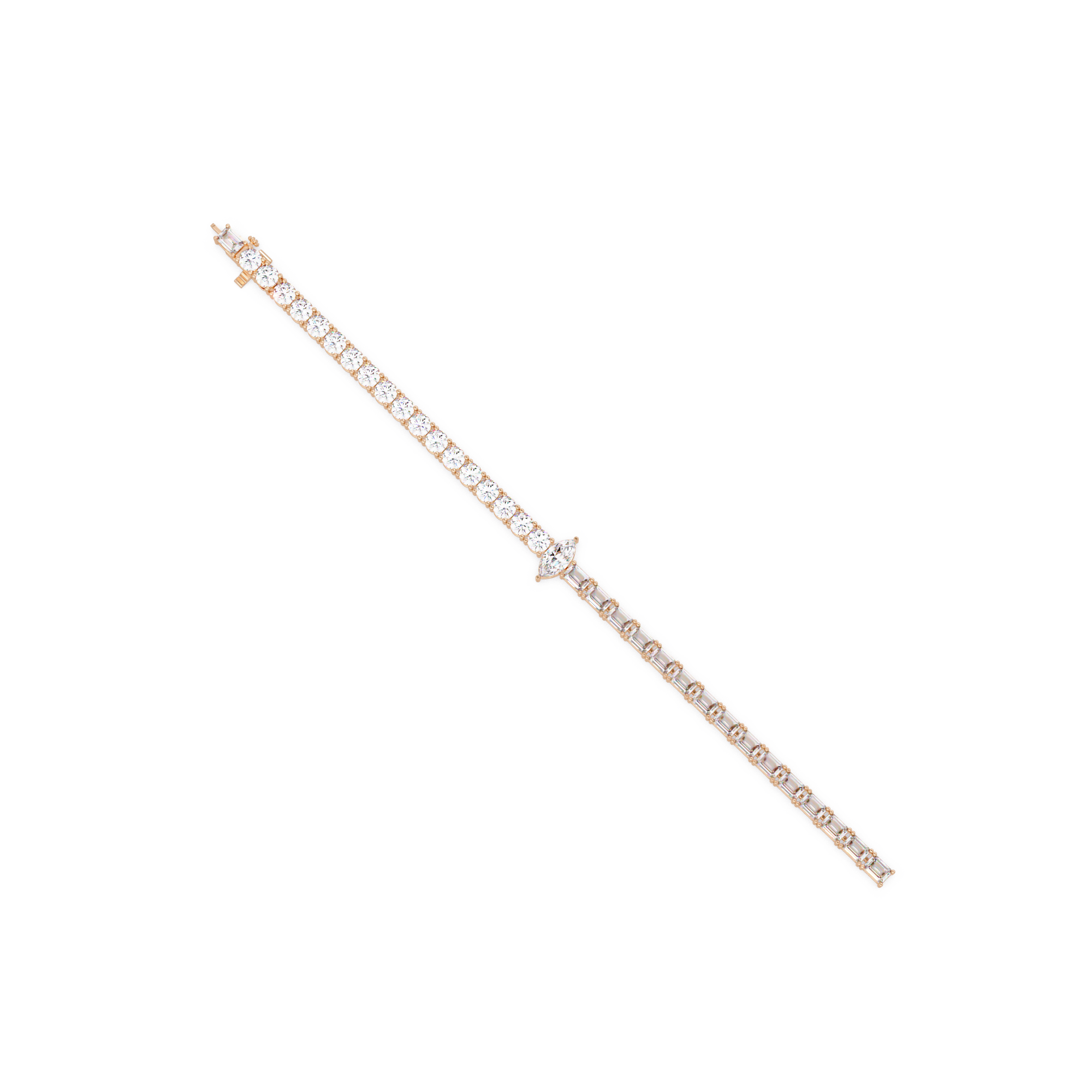 Luxury Two-Tone Tennis Bracelet with Marquise Center Stone