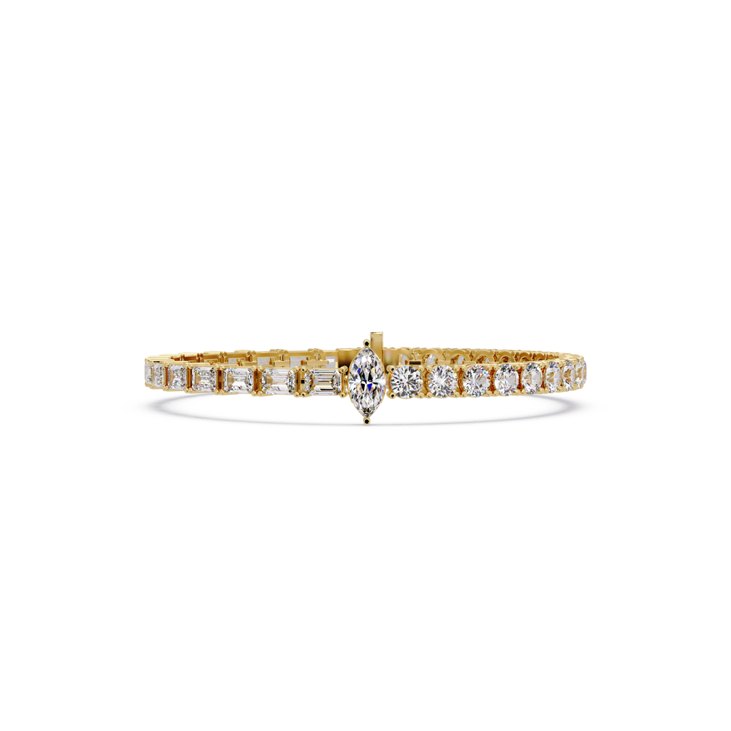 Luxury Two-Tone Tennis Bracelet with Marquise Center Stone