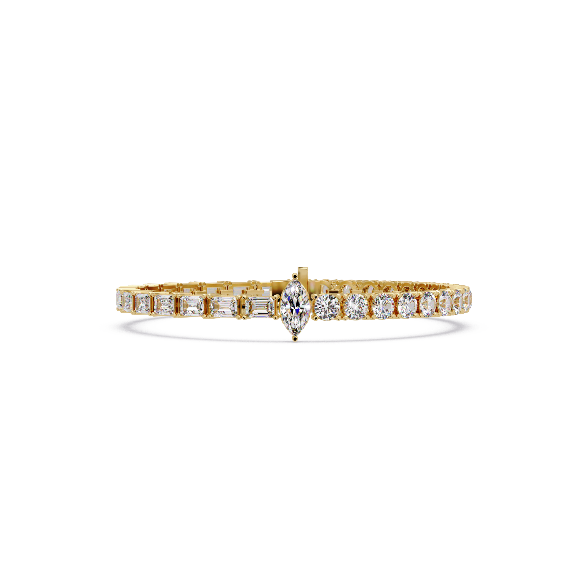 Luxury Two-Tone Tennis Bracelet with Marquise Center Stone