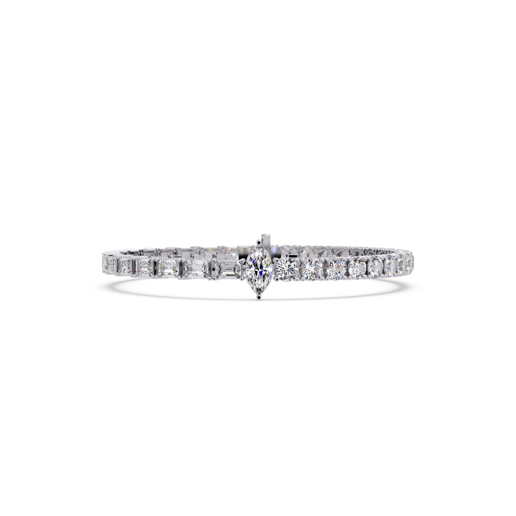 Luxury Two-Tone Tennis Bracelet with Marquise Center Stone