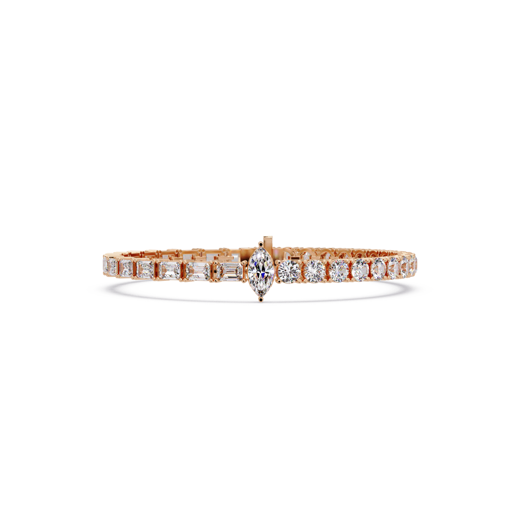 Luxury Two-Tone Tennis Bracelet with Marquise Center Stone