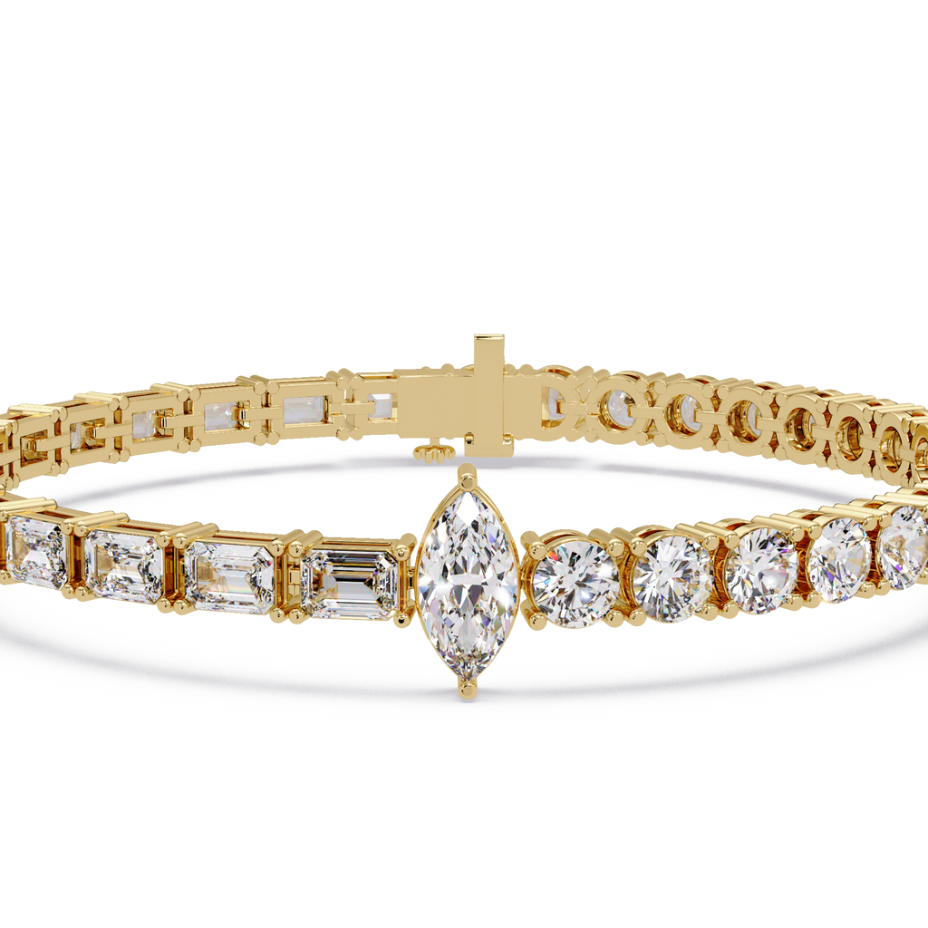 Luxury Two-Tone Tennis Bracelet with Marquise Center Stone