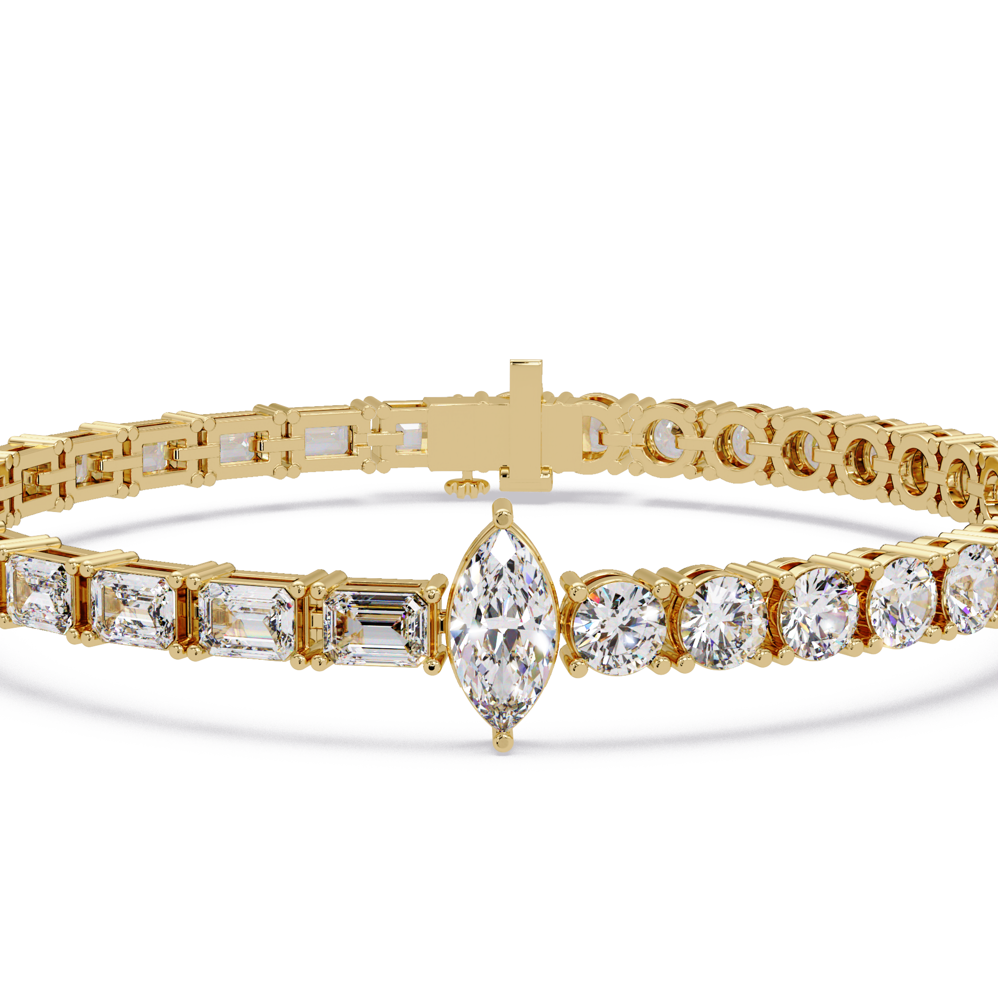 Luxury Two-Tone Tennis Bracelet with Marquise Center Stone