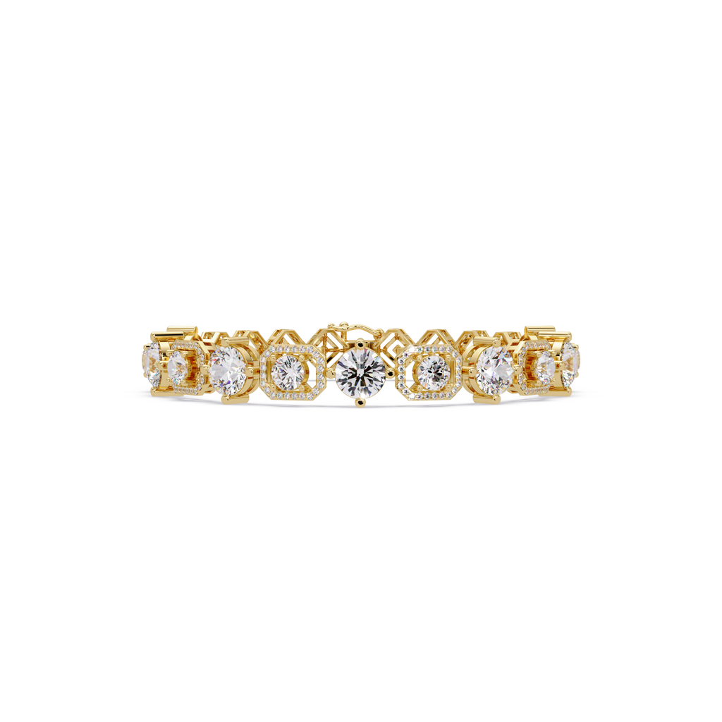 Luxury Round & Cushion Halo Diamond Tennis Bracelet