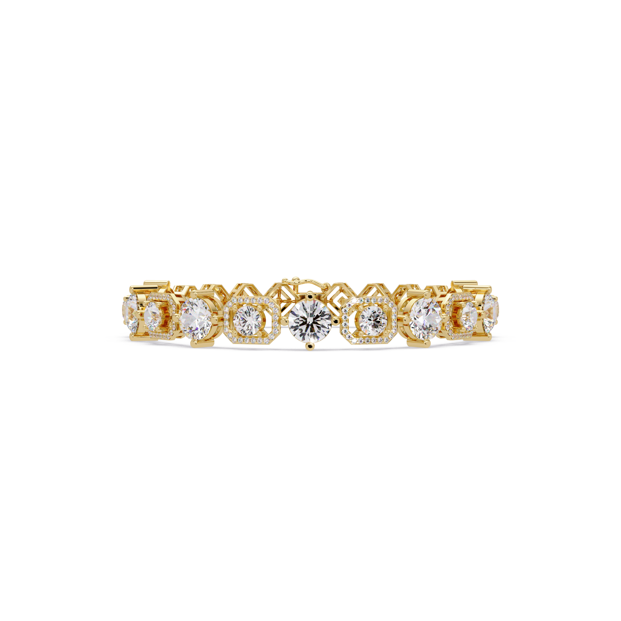 Luxury Round & Cushion Halo Diamond Tennis Bracelet