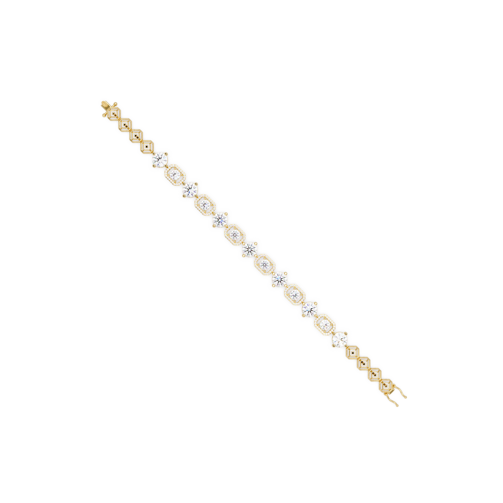 Luxury Round & Cushion Halo Diamond Tennis Bracelet