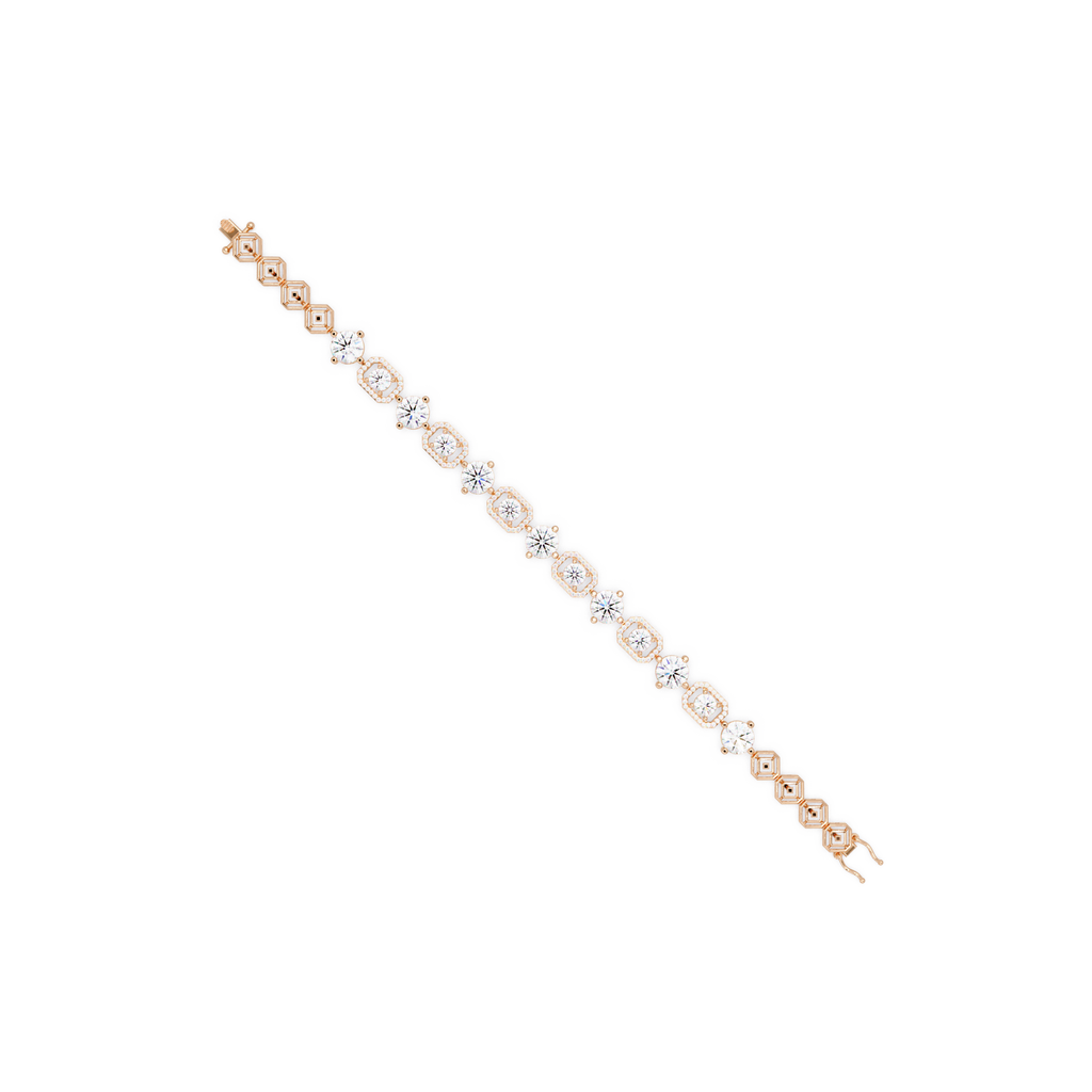 Luxury Round & Cushion Halo Diamond Tennis Bracelet