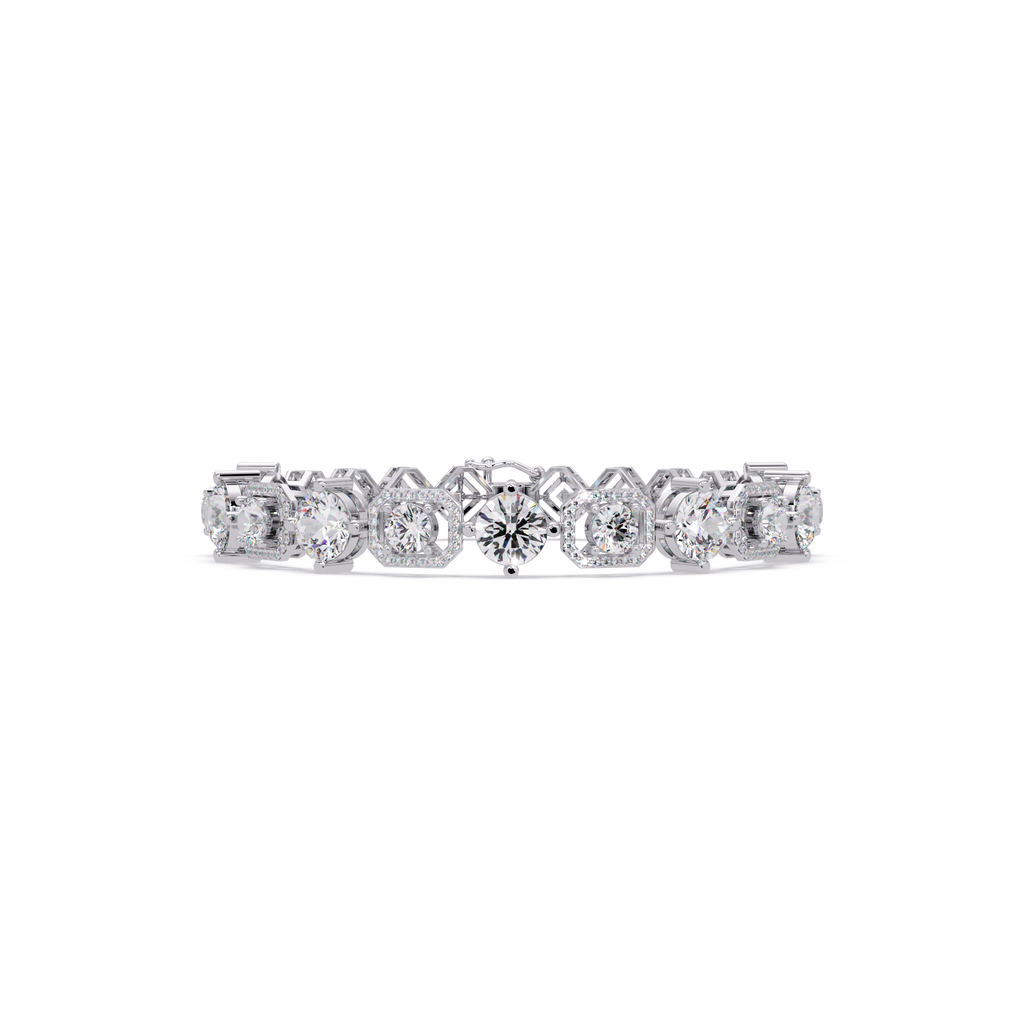 Luxury Round & Cushion Halo Diamond Tennis Bracelet