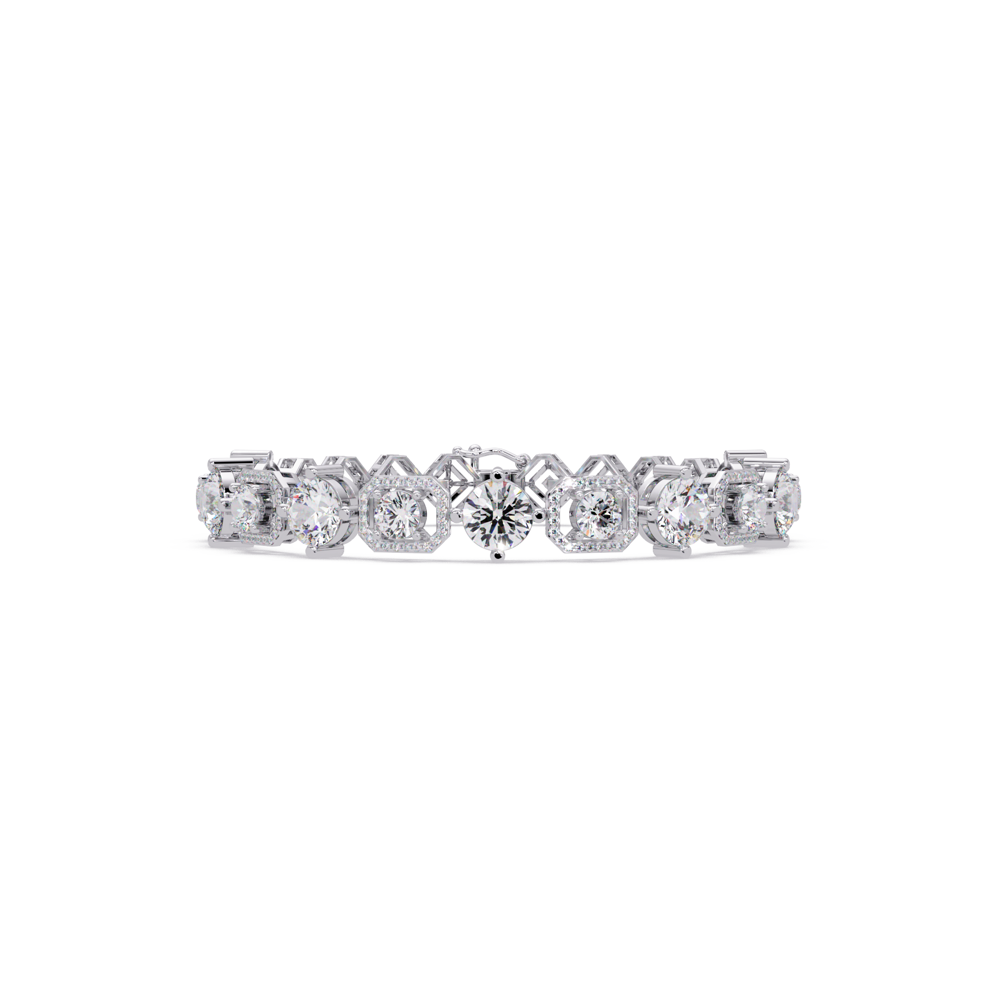 Luxury Round & Cushion Halo Diamond Tennis Bracelet