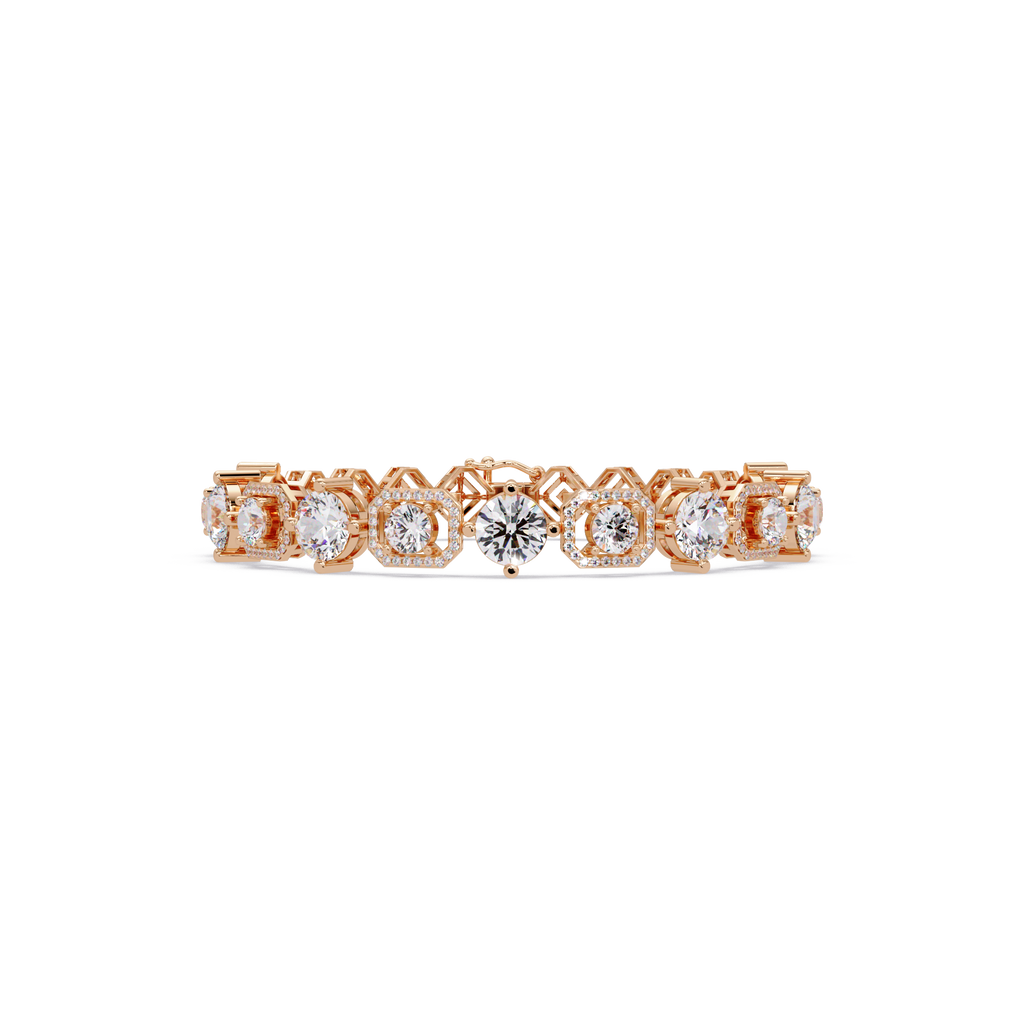 Luxury Round & Cushion Halo Diamond Tennis Bracelet