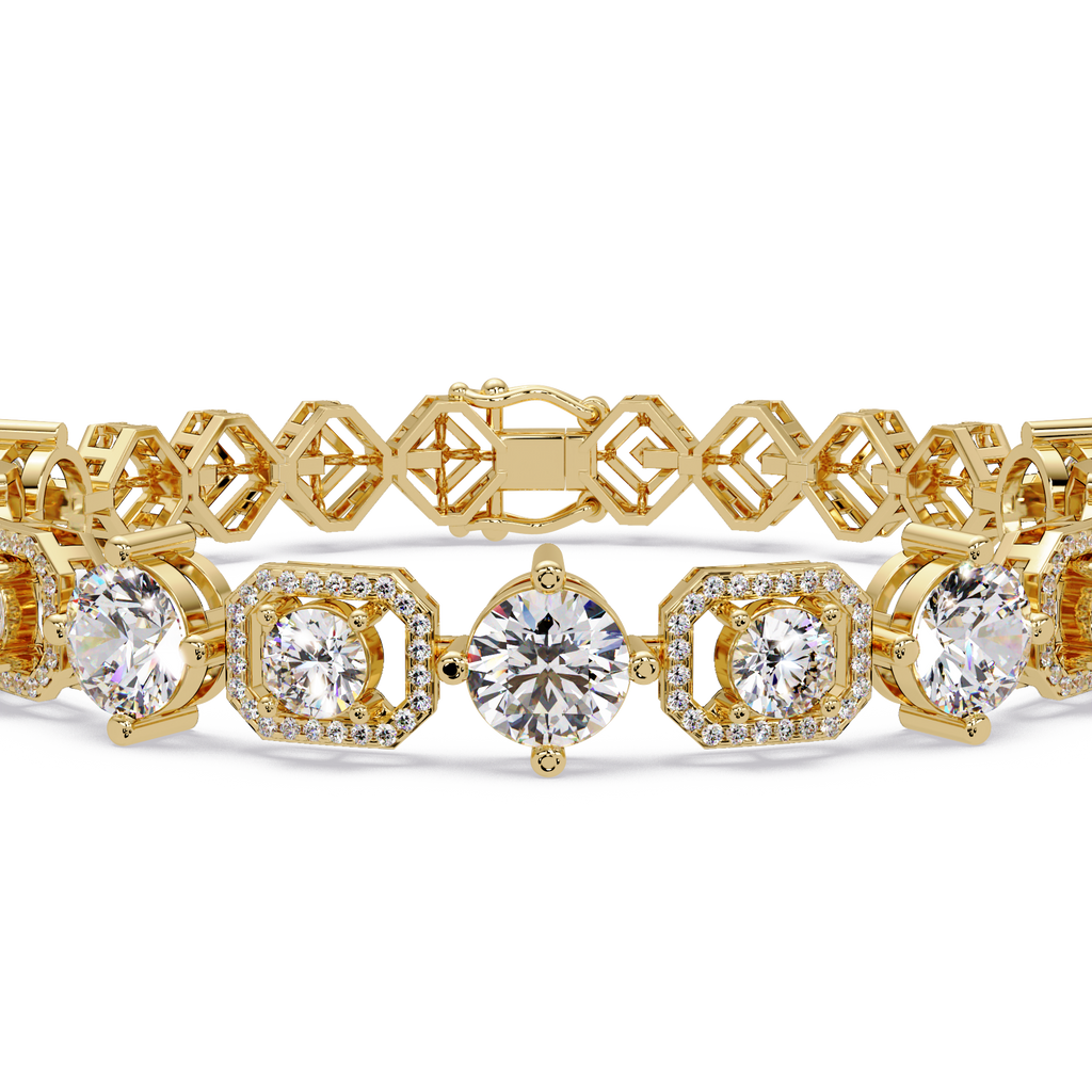 Luxury Round & Cushion Halo Diamond Tennis Bracelet