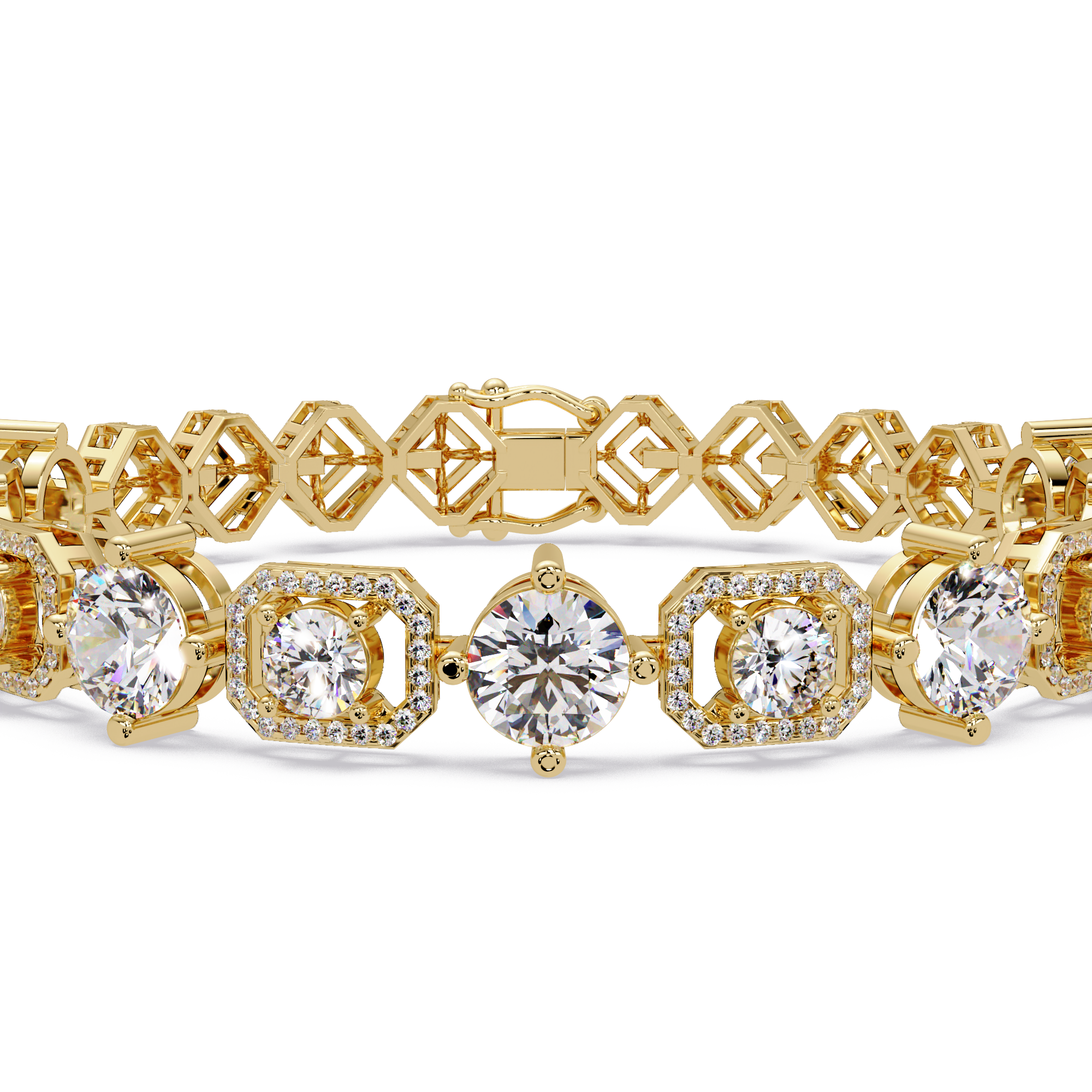 Luxury Round & Cushion Halo Diamond Tennis Bracelet