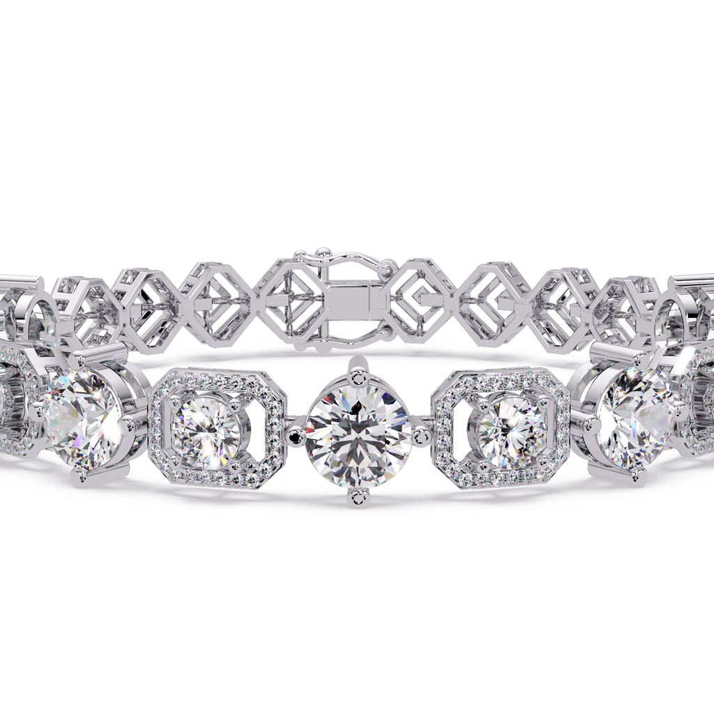 Luxury Round & Cushion Halo Diamond Tennis Bracelet
