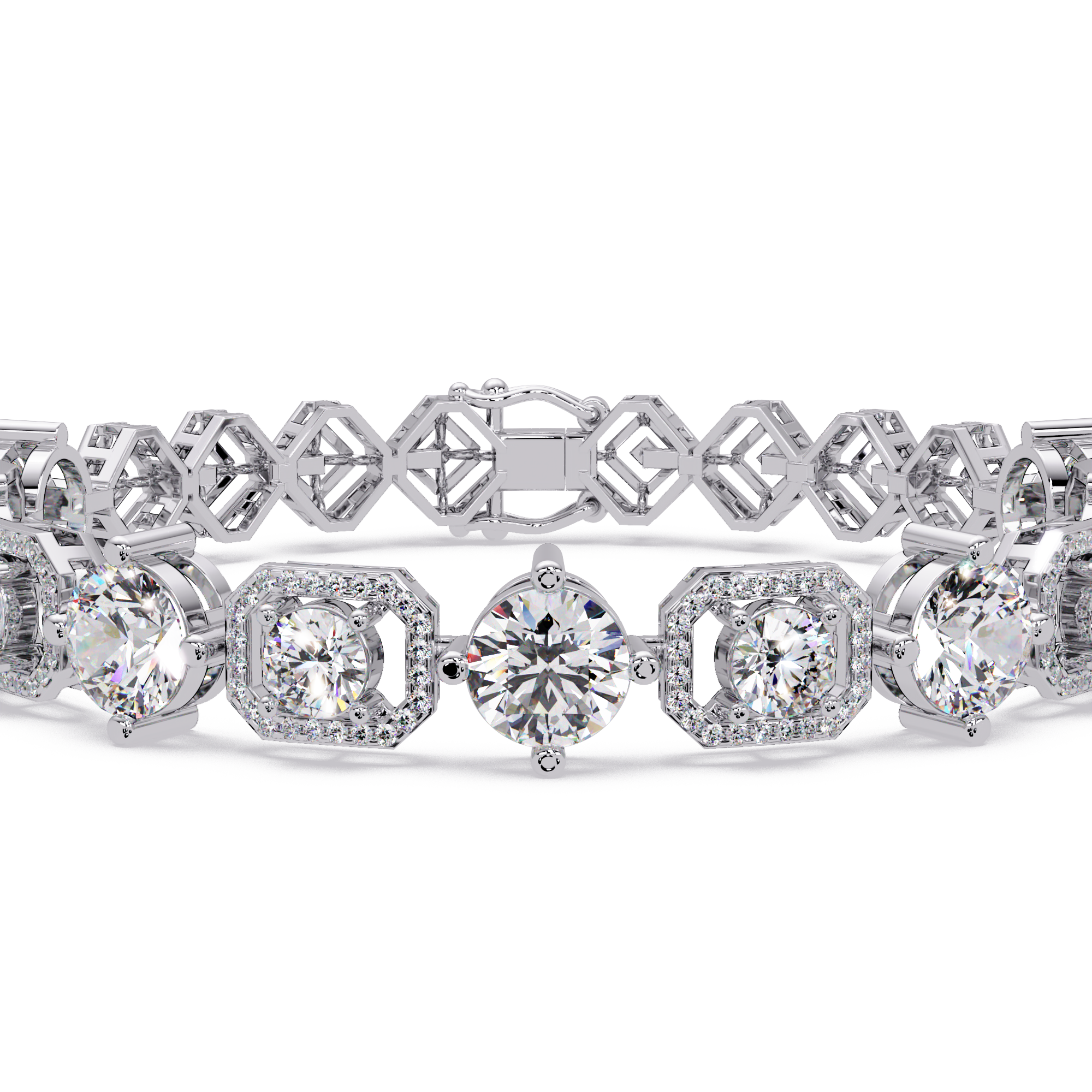 Luxury Round & Cushion Halo Diamond Tennis Bracelet