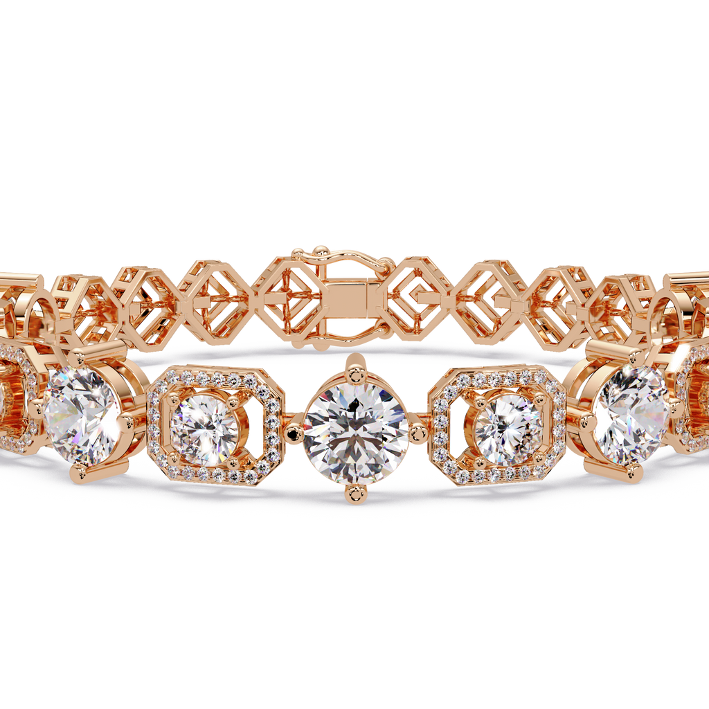 Luxury Round & Cushion Halo Diamond Tennis Bracelet