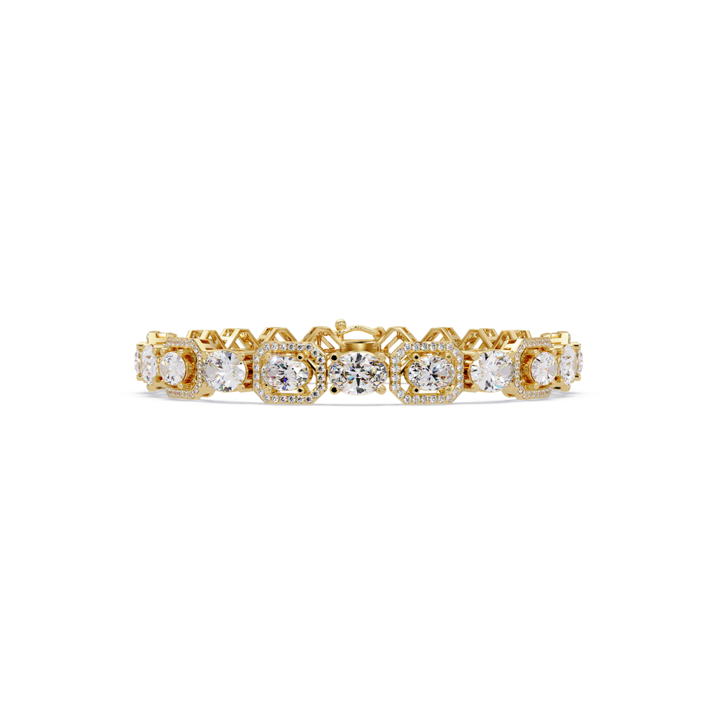 Luxury Oval & Cushion Halo Diamond Tennis Bracelet