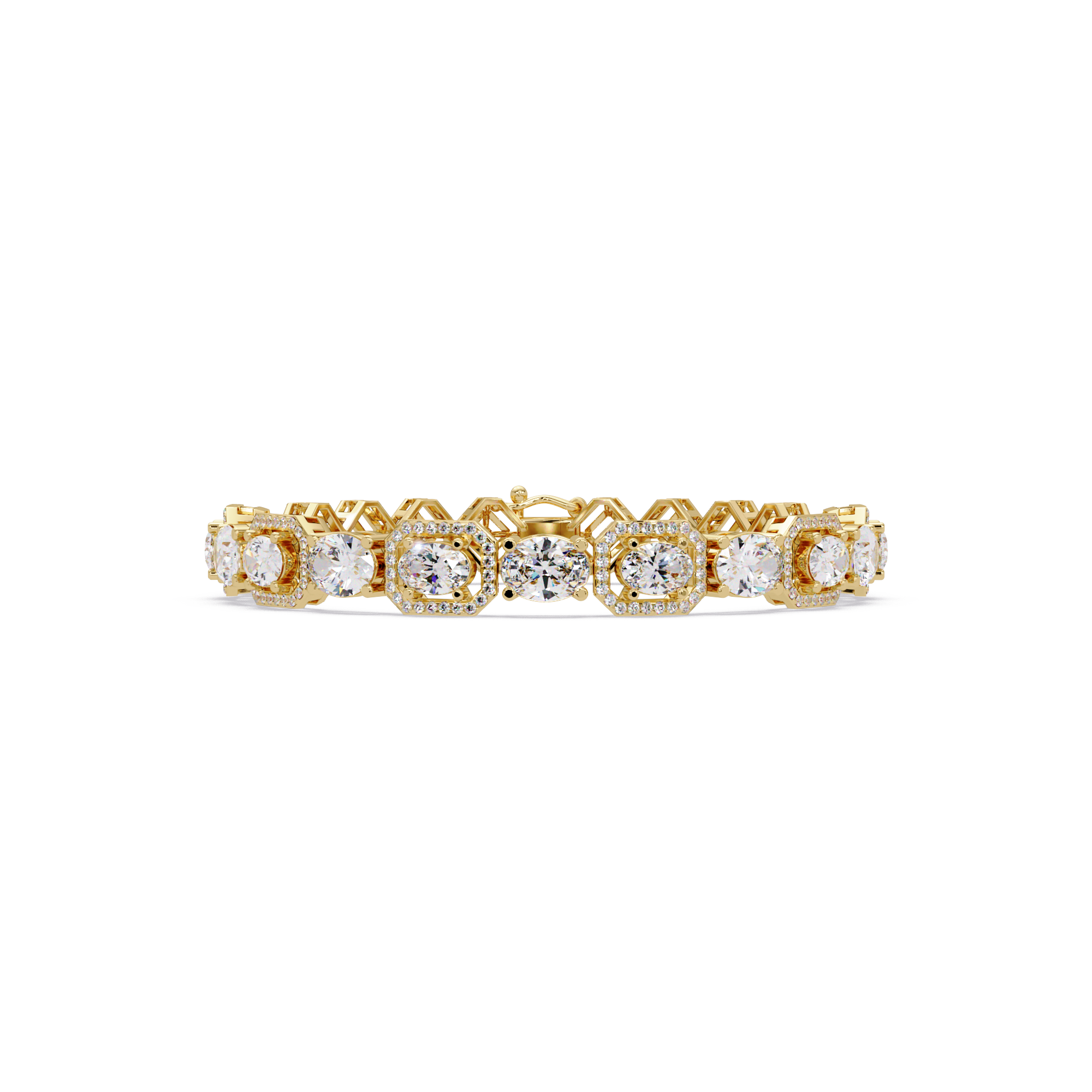 Luxury Oval & Cushion Halo Diamond Tennis Bracelet