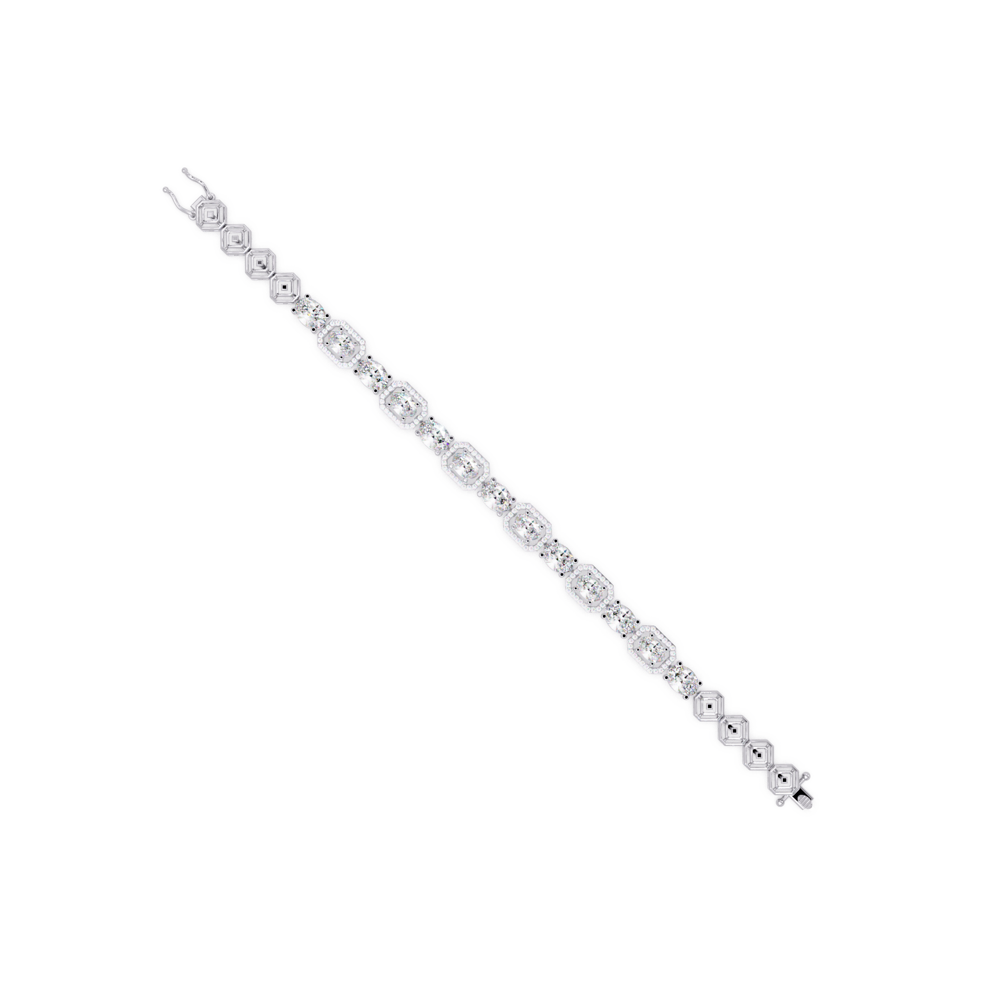 Luxury Oval & Cushion Halo Diamond Tennis Bracelet