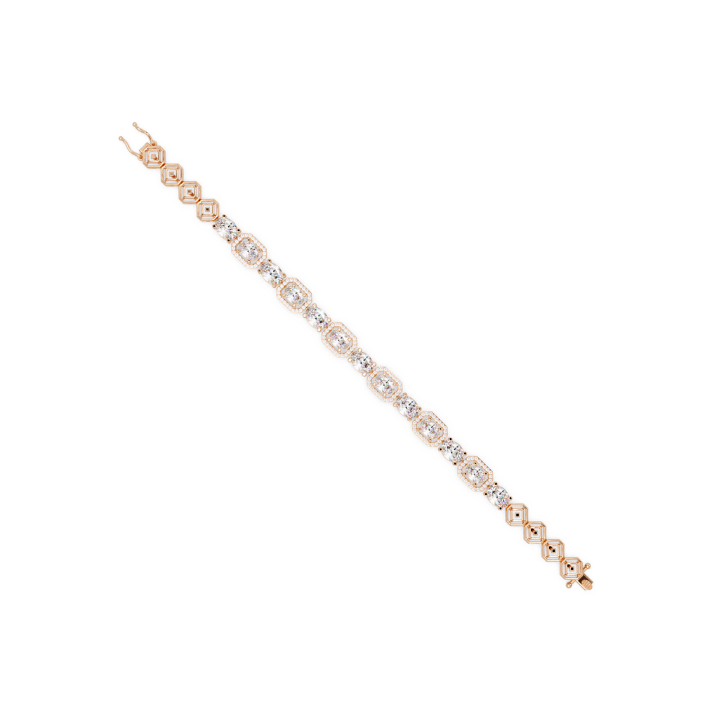 Luxury Oval & Cushion Halo Diamond Tennis Bracelet