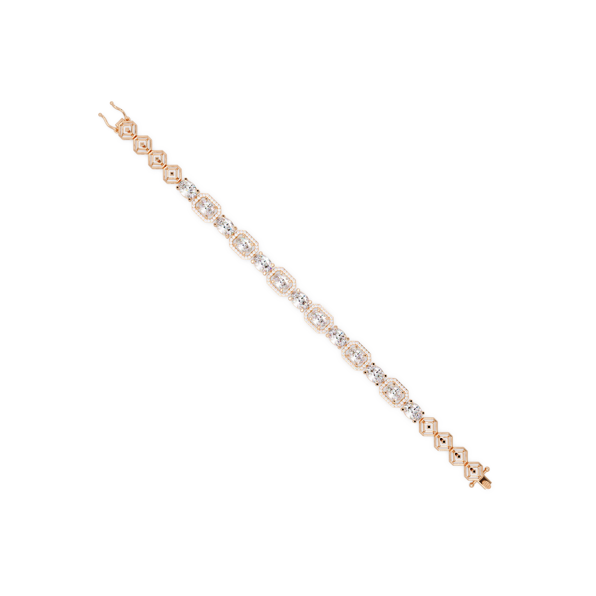 Luxury Oval & Cushion Halo Diamond Tennis Bracelet