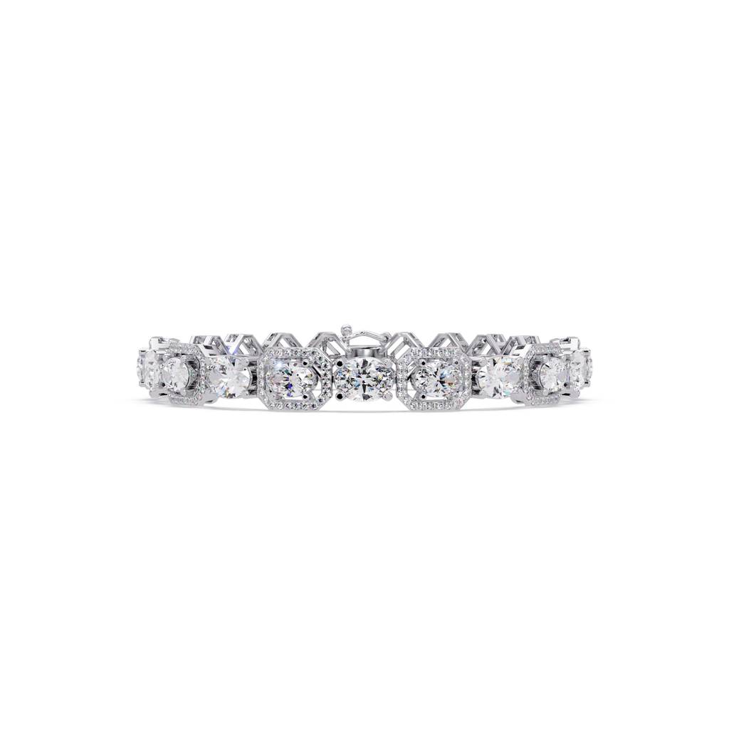 Luxury Oval & Cushion Halo Diamond Tennis Bracelet