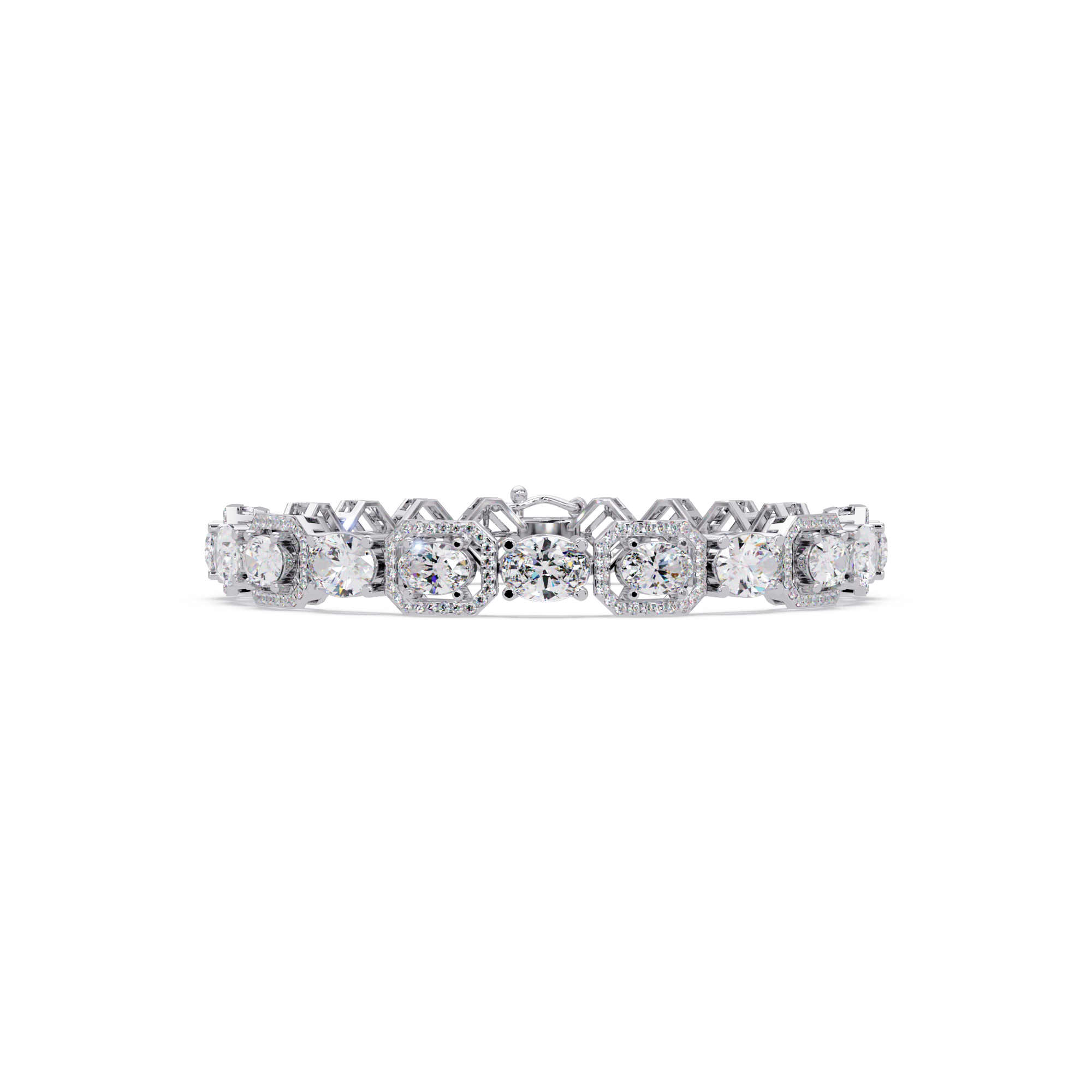 Luxury Oval & Cushion Halo Diamond Tennis Bracelet