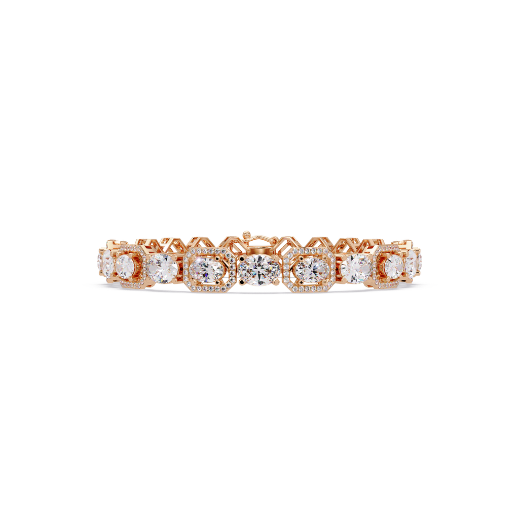 Luxury Oval & Cushion Halo Diamond Tennis Bracelet