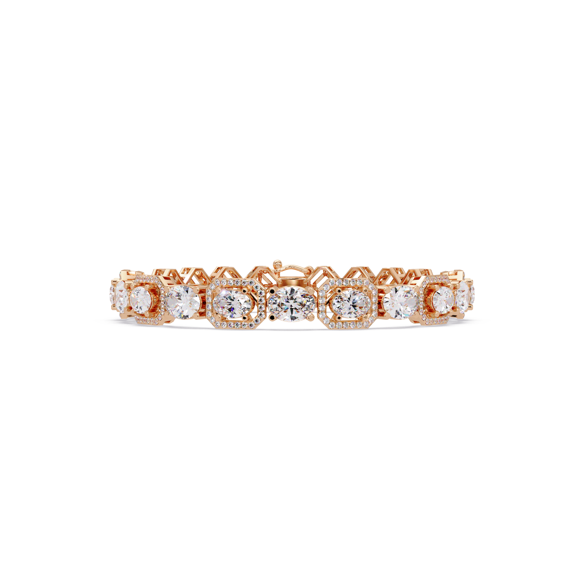 Luxury Oval & Cushion Halo Diamond Tennis Bracelet
