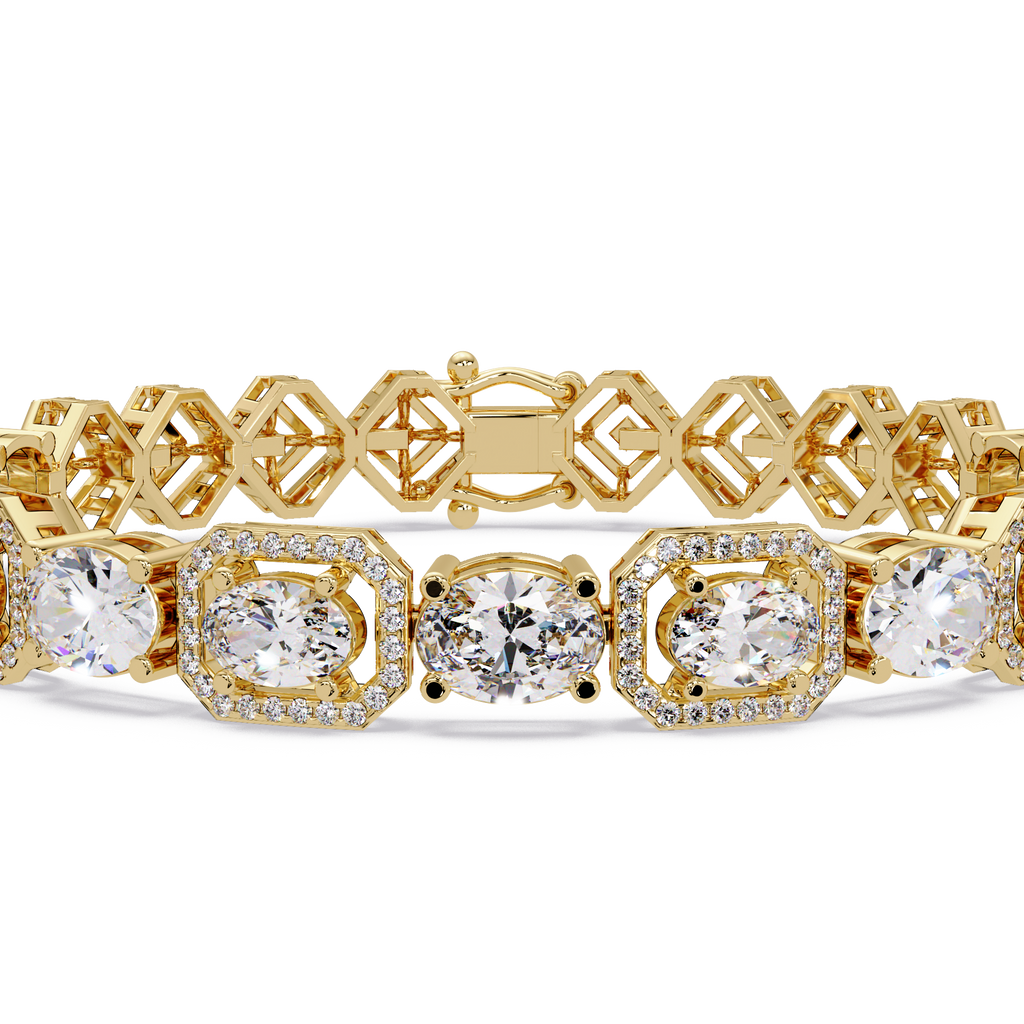 Luxury Oval & Cushion Halo Diamond Tennis Bracelet