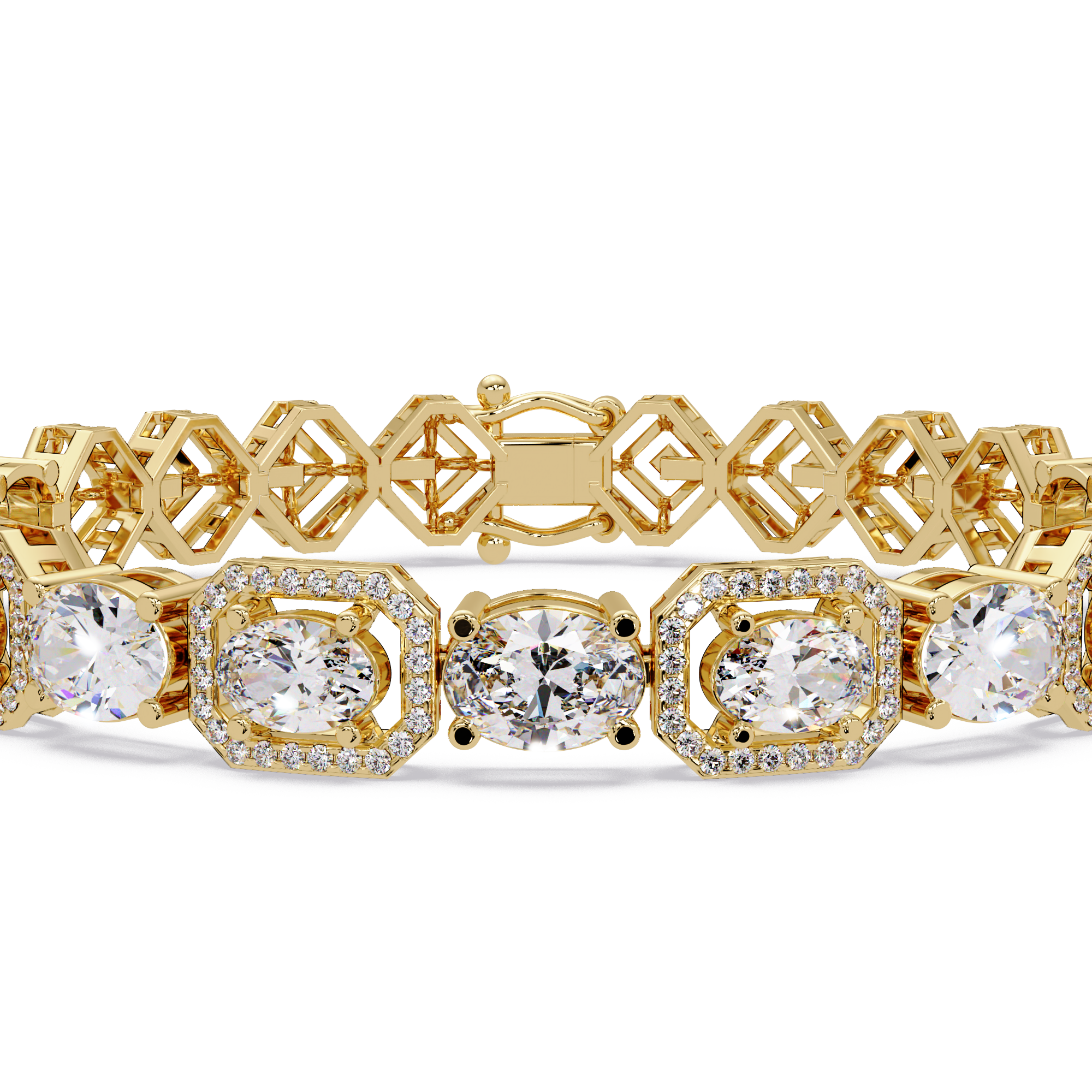 Luxury Oval & Cushion Halo Diamond Tennis Bracelet