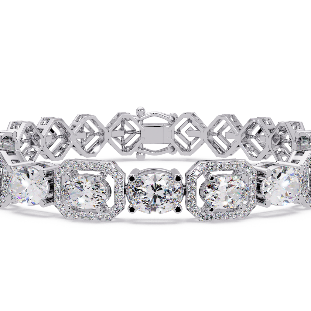 Luxury Oval & Cushion Halo Diamond Tennis Bracelet