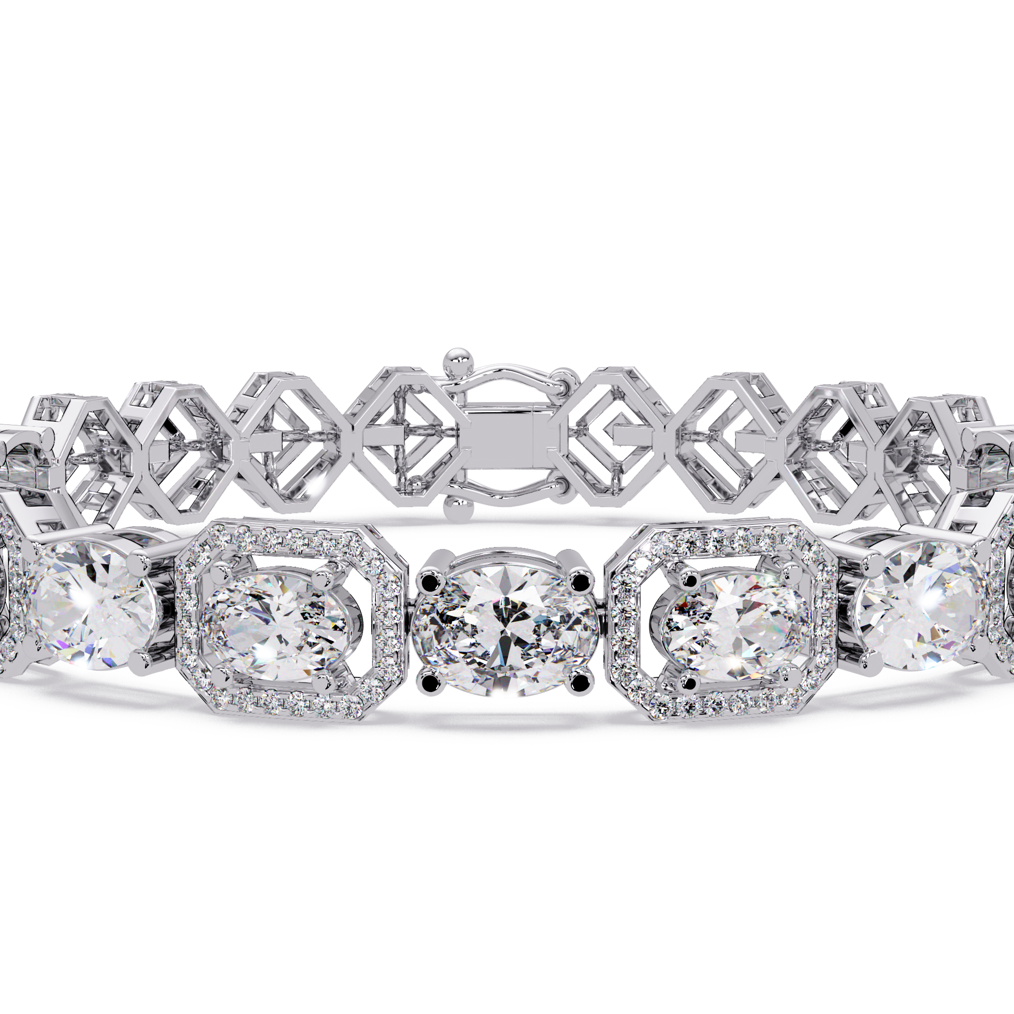 Luxury Oval & Cushion Halo Diamond Tennis Bracelet