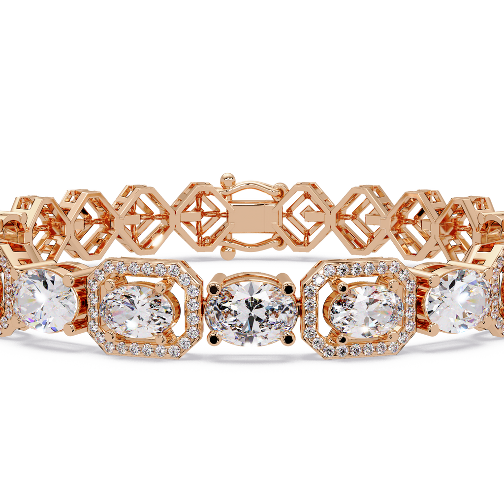 Luxury Oval & Cushion Halo Diamond Tennis Bracelet