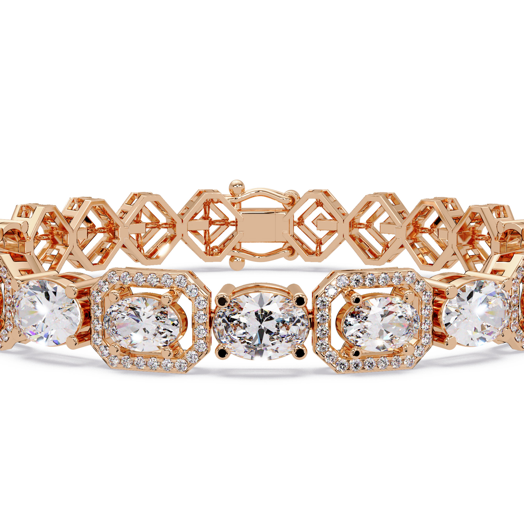 Luxury Oval & Cushion Halo Diamond Tennis Bracelet