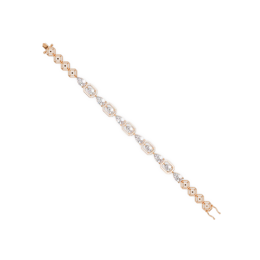 Luxury Pear & Hexagon Halo Diamond Tennis Bracelet