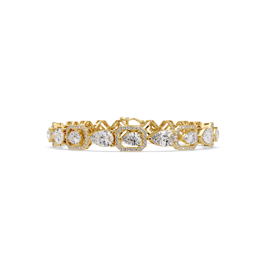 Luxury Pear & Hexagon Halo Diamond Tennis Bracelet