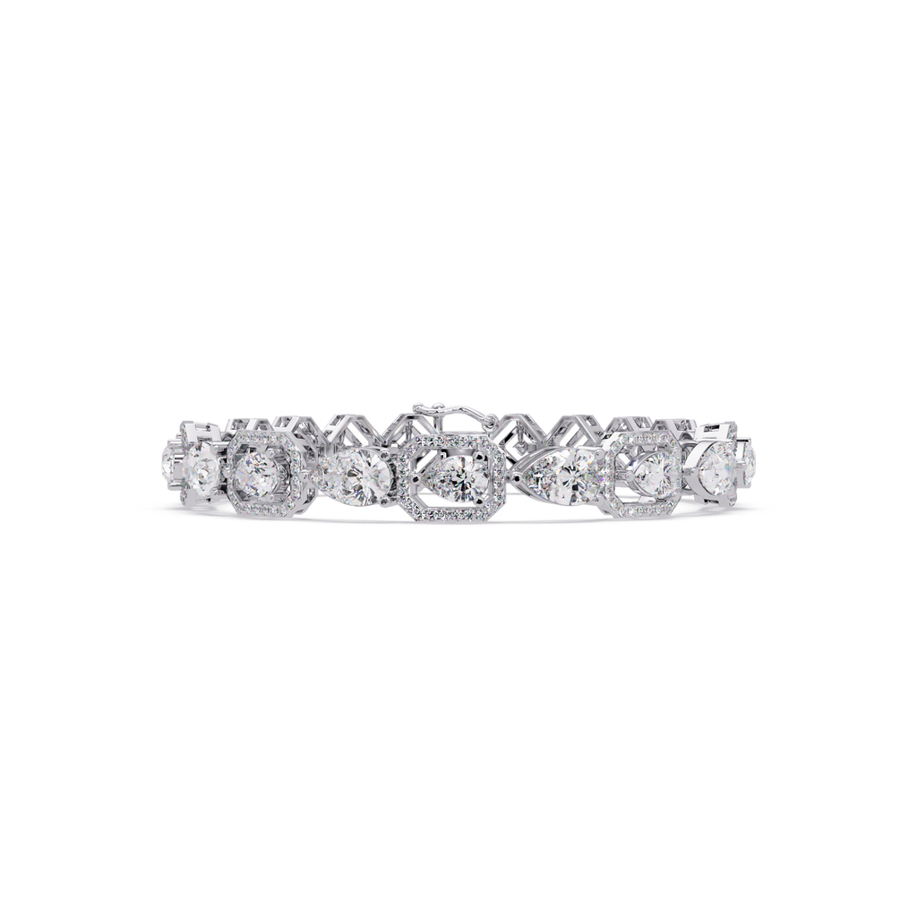 Luxury Pear & Hexagon Halo Diamond Tennis Bracelet