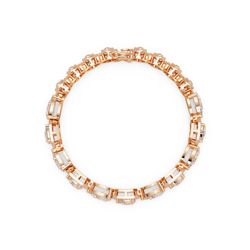 Luxury Pear & Hexagon Halo Diamond Tennis Bracelet