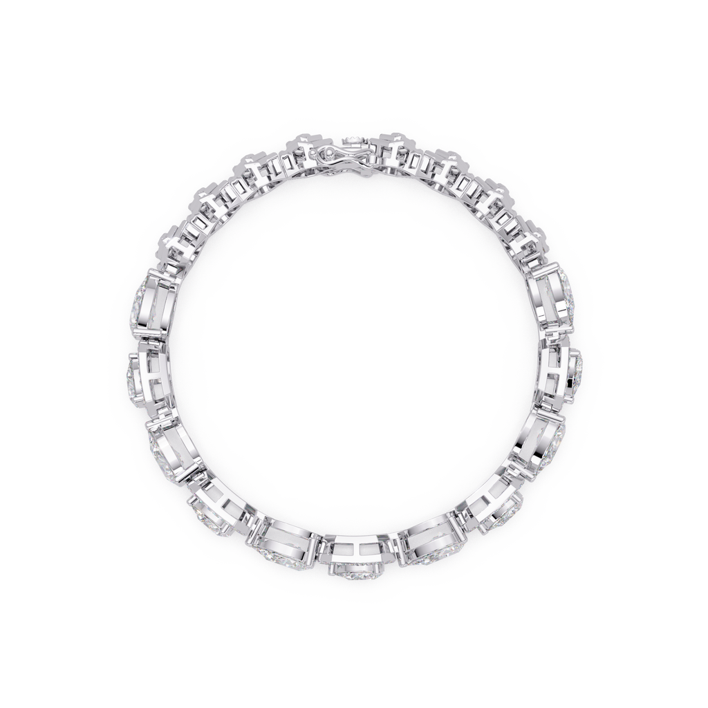 Luxury Pear & Hexagon Halo Diamond Tennis Bracelet