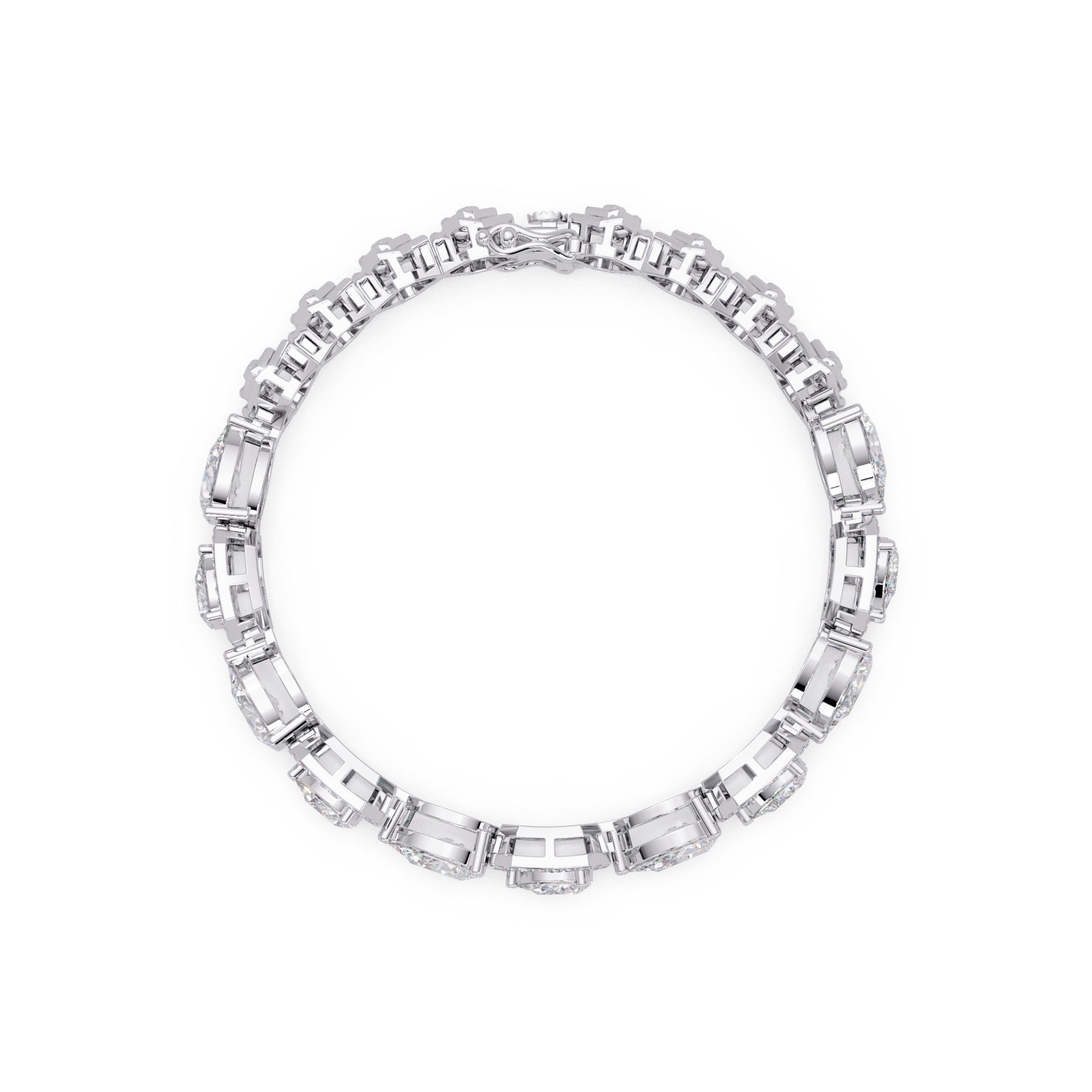 Luxury Pear & Hexagon Halo Diamond Tennis Bracelet