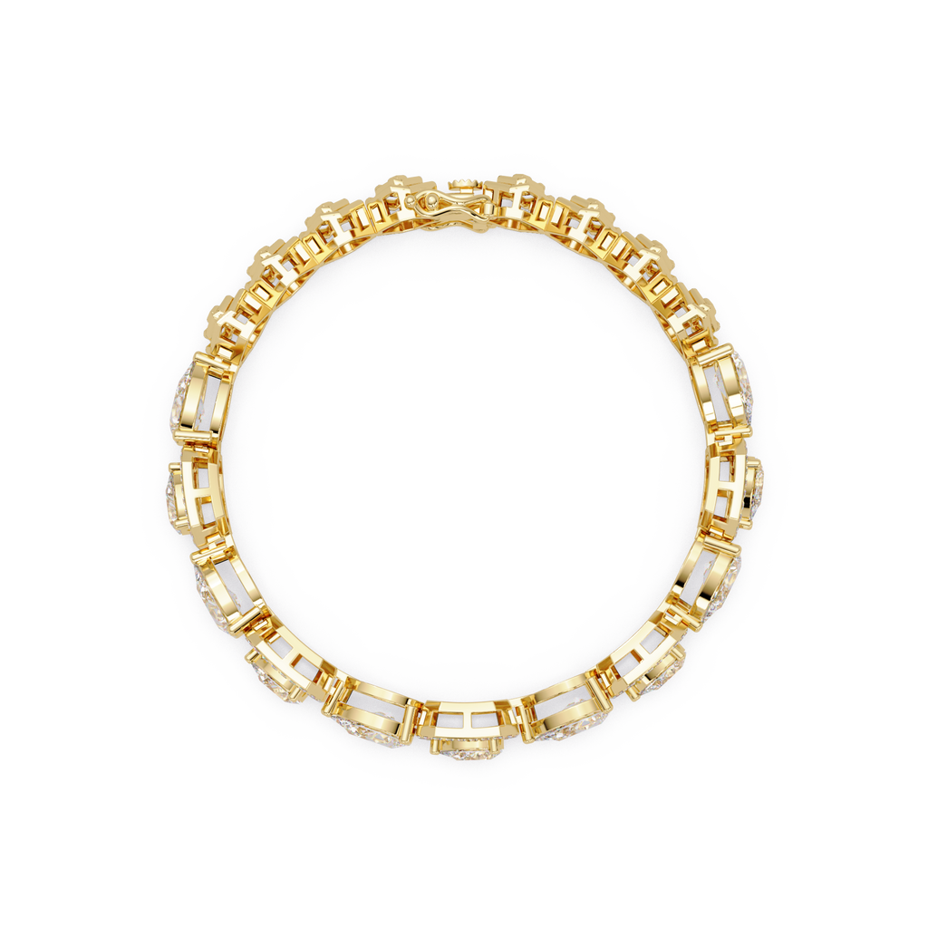 Luxury Pear & Hexagon Halo Diamond Tennis Bracelet